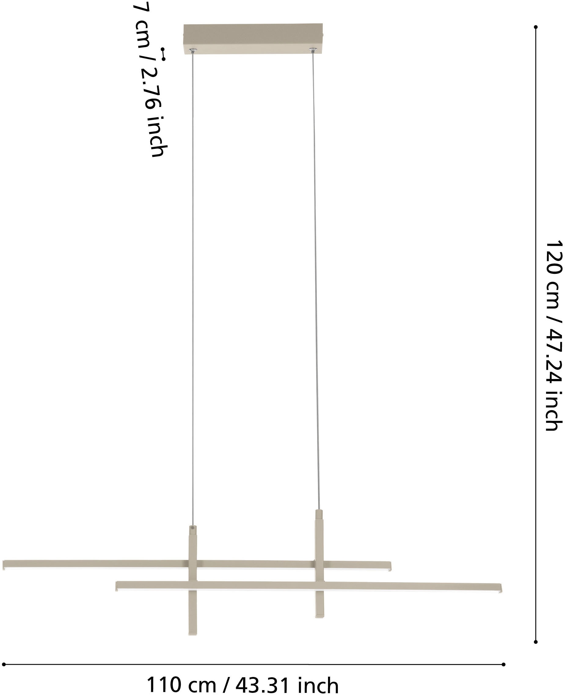 EGLO Hängeleuchte »TREPILIANO Pendellampe - Alu, Stahl - LED - 20W - IP20« LED-Modul 1 Stk. Warmweiß Hängelampe, Deckenlampe, Wohnzimmer, Esszimmer, L110 x B7 x H120 cm