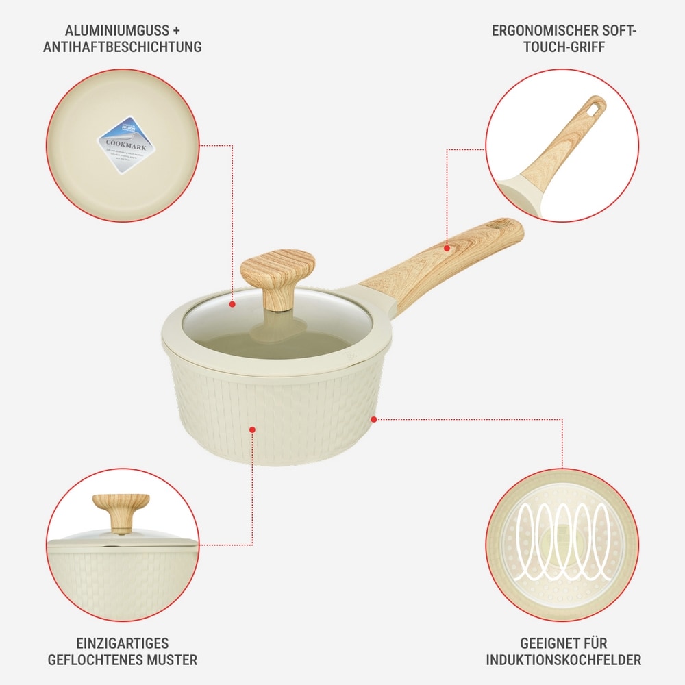 RESTO Kitchenware Kasserolle »Ran, Kochtopf antihaftbeschichtet und spülmaschinenfest« 2 Stk. tlg. Aluminiumguss