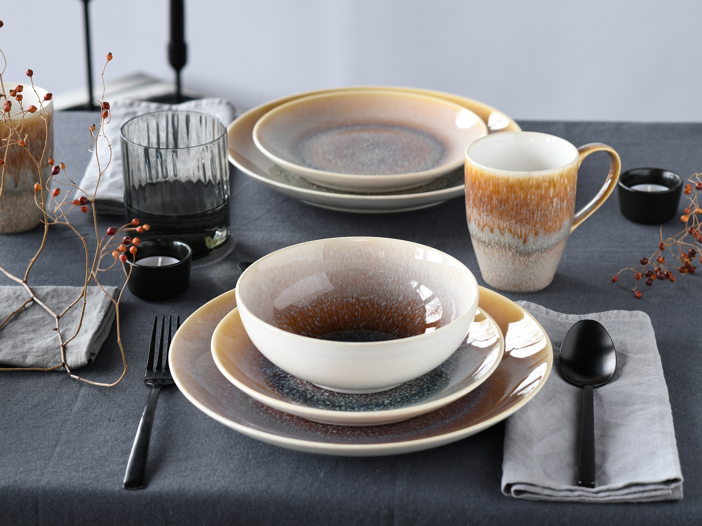 CreaTable Kombiservice »Caldera«, (Set, 8 tlg.), irisierende Glasur
