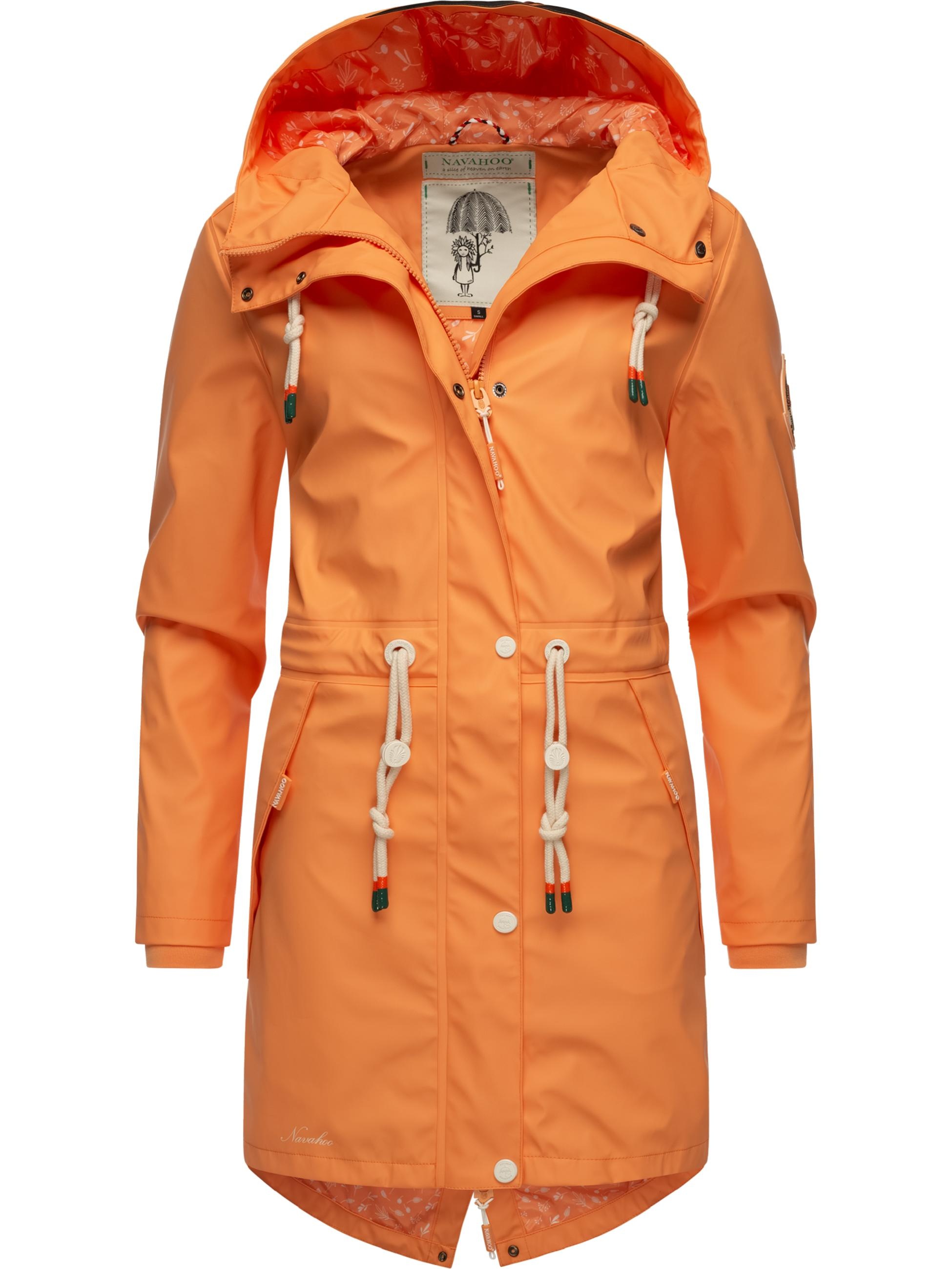 Navahoo, Damen, Regenjacke »Regenjacke Tropical Storm OO«, Apricot Sorbet, L, Apricot Sorbet, Regenjacke mit großer Kapuze und stylischen Details