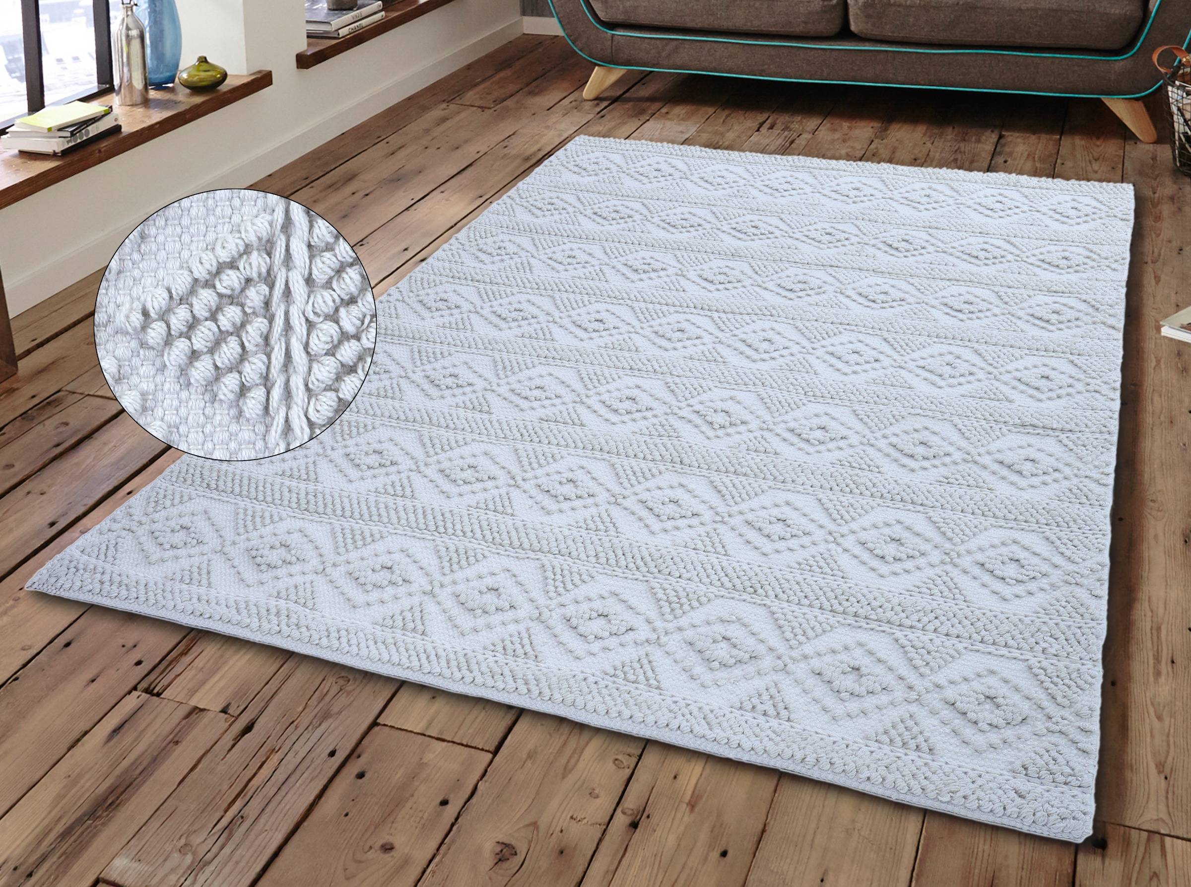 my home Outdoorteppich »Tornio, in Woll-Optik auch für Balkon und Terrasse, Boho« rechteckig 10 mm Höhe In- und Outdoor geeignet, wetterfest & UV-beständig, Hoch-Tief- Optik