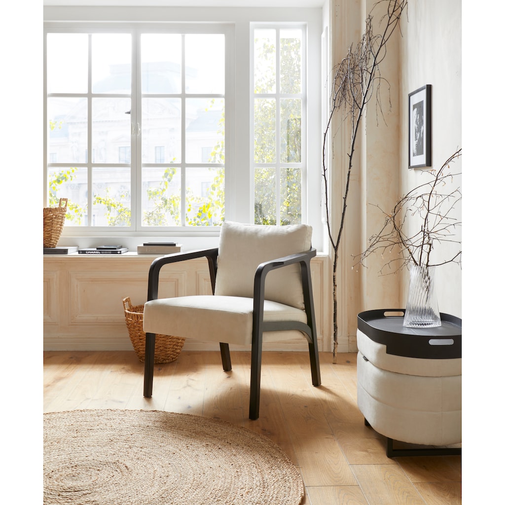 Guido Maria Kretschmer Home&Living Relaxsessel »Mette«, Stuhlbeine aus massivem Eschenholz, in zwei Bezugsqualitäten erhältlich, Sitzhöhe 48,5 cm