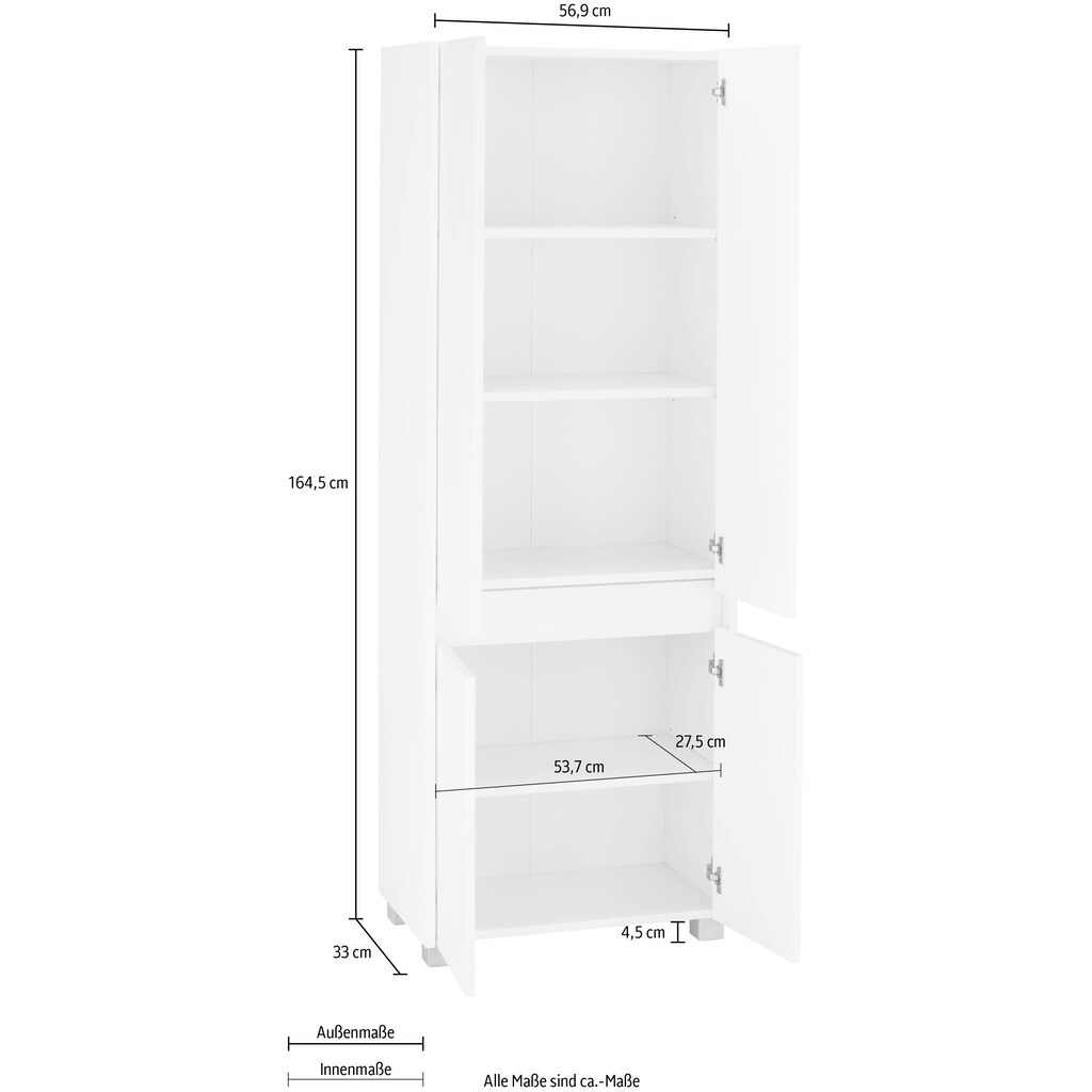 INOSIGN Hochschrank »Lynn«, Breite 56,9 cm, Höhe 164,5 cm, grifflos, wechselbarer Türanschlag