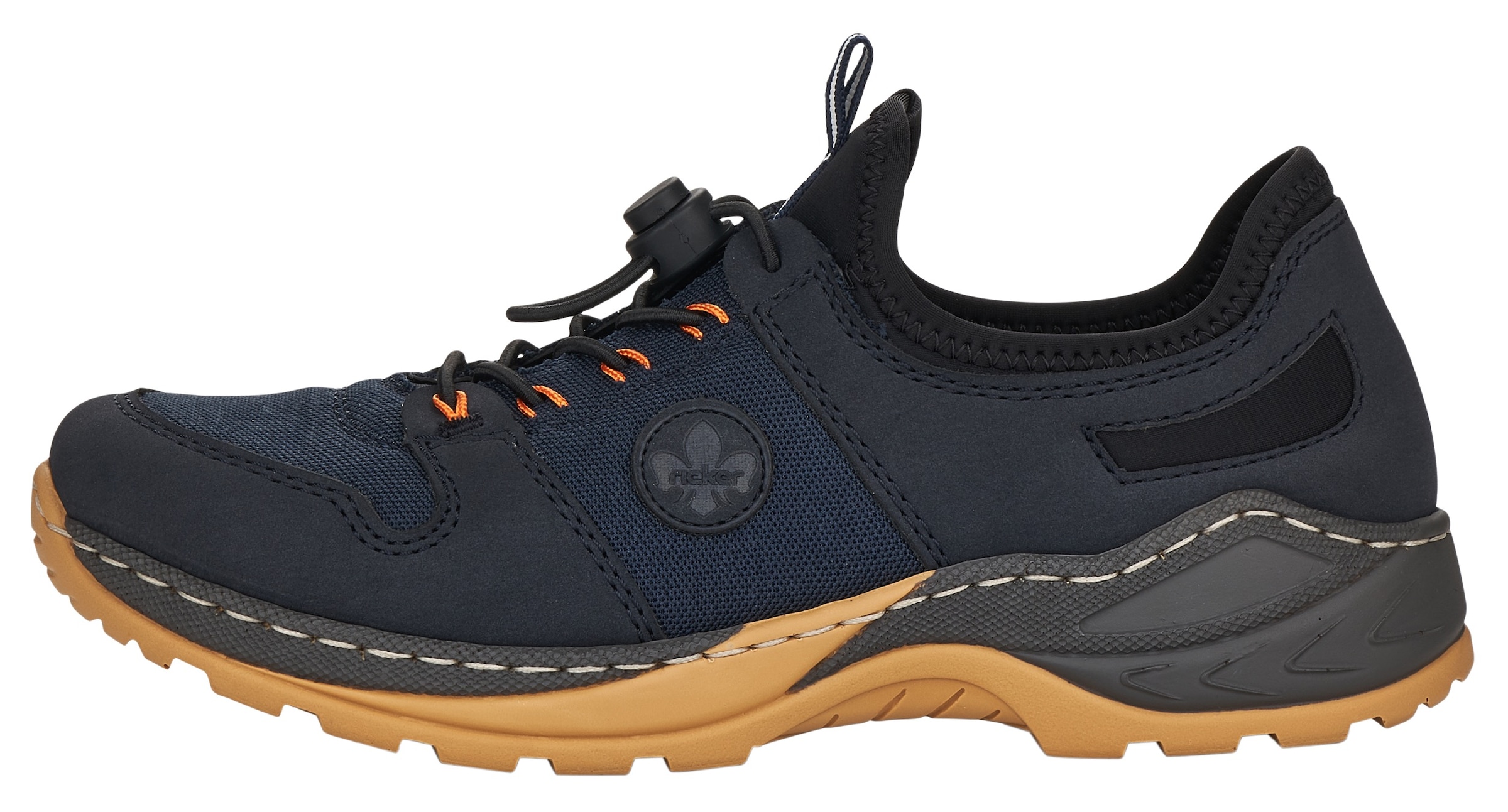 Rieker Slip-On Sneaker, Trekking Schuh, Freizeitschuh, Slipper mit aufwendiger Rahmennaht