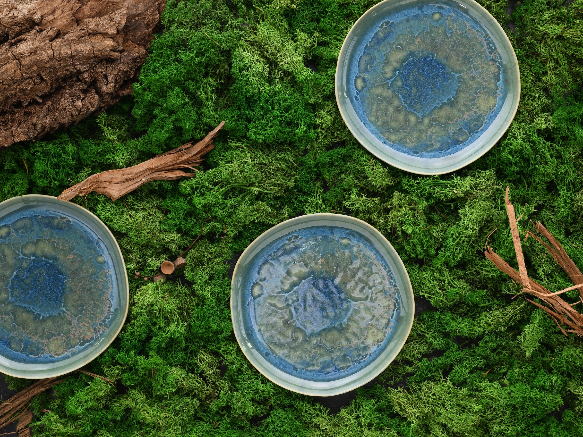 CreaTable Dessertteller »Yuki« Teller Set, reaktiver Digitaldruck, jedes Stück ein Unikat