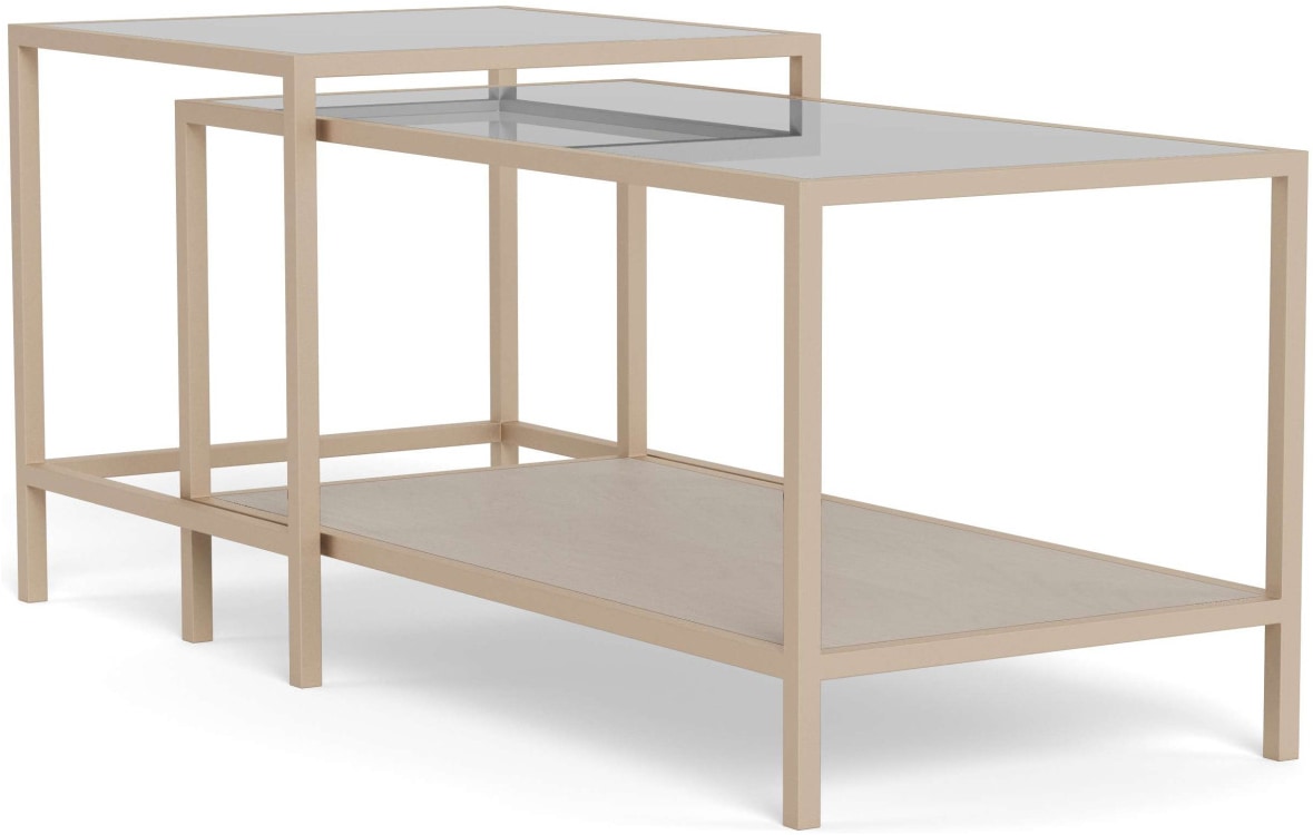 ACTONA GROUP Couchtisch »Seaford Kaffeetisch, Wohnzimmertisch« Couchtisch-Set mit Glas & Melamin, 2 Tische, 90x50x50 cm