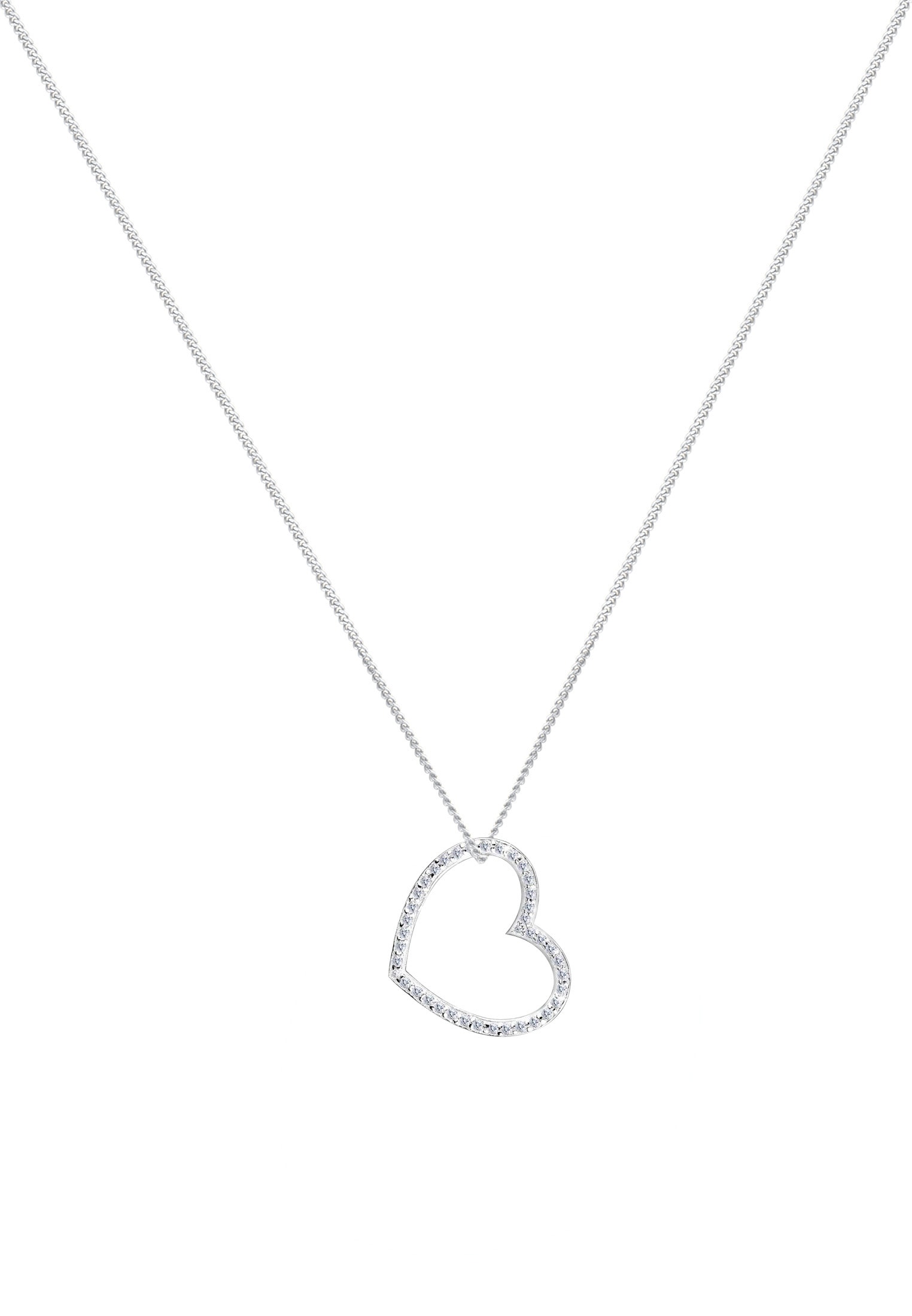 Elli Lange Kette »Halskette Herz Zirkonia Weiß 925 Sterling Silber«
