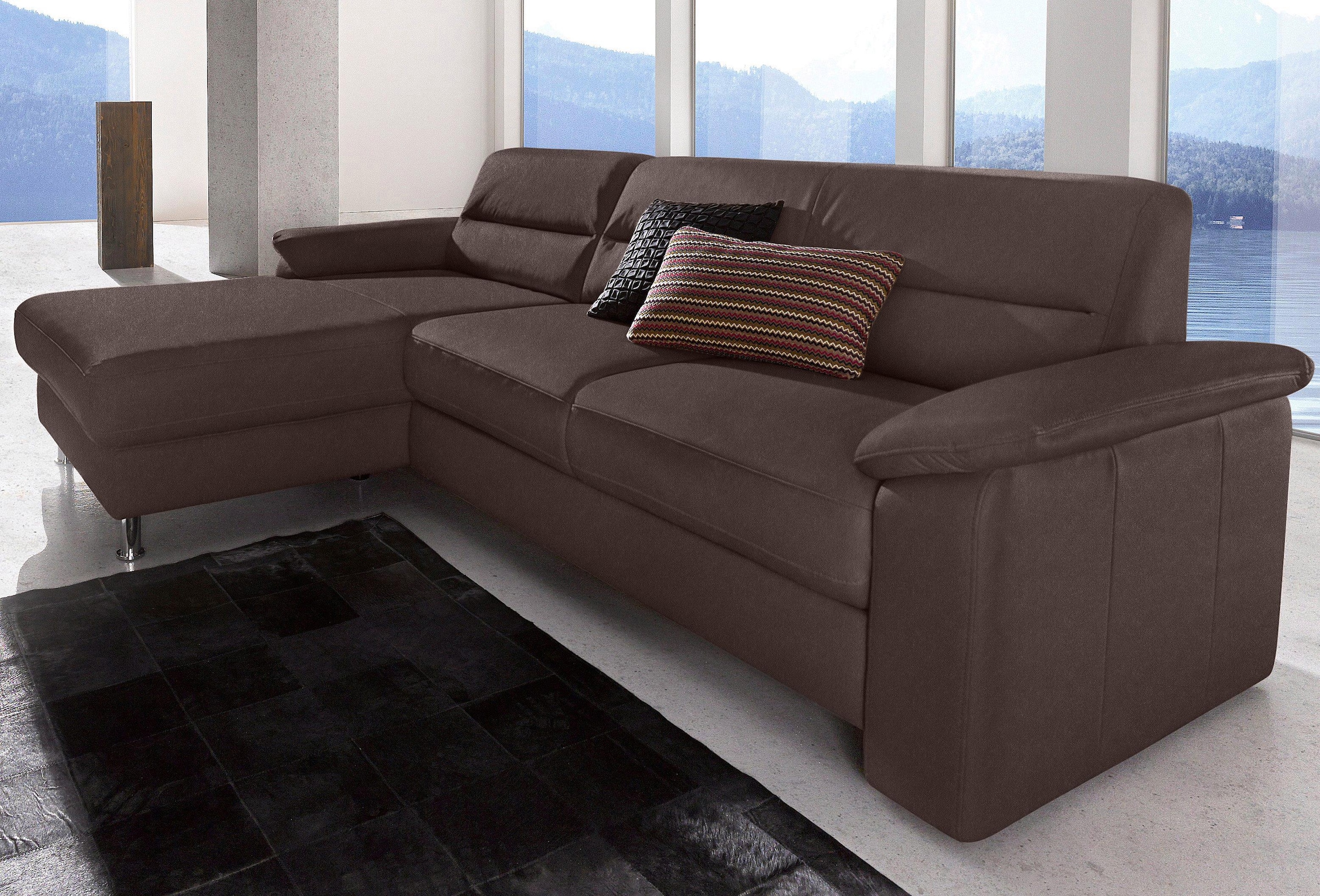 sit&more Ecksofa »Ascara L-Form«, inklusive Boxspring/Federkern-Polsterung, wahlweise mit Bettfunktion