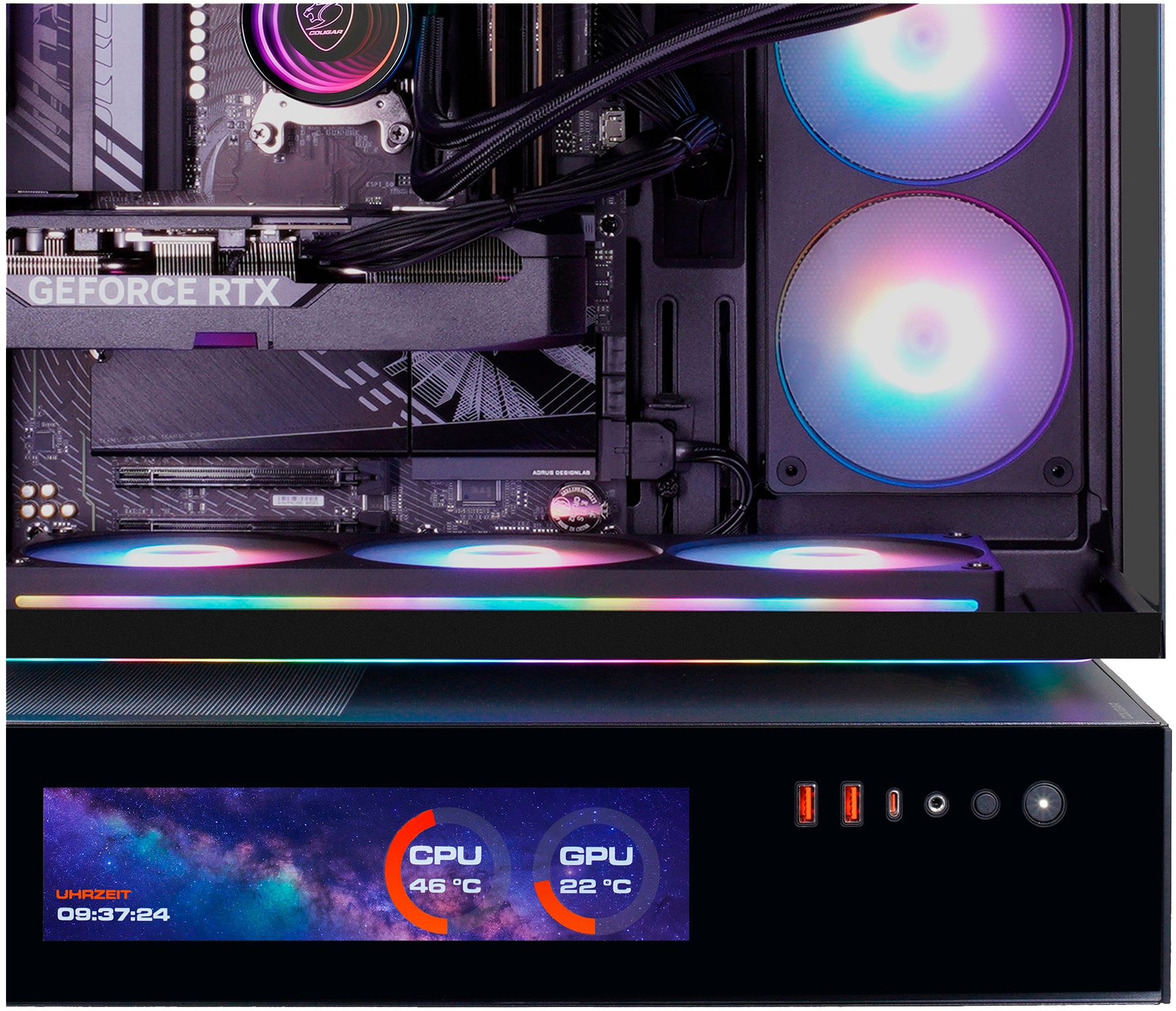 Cougar Gaming-PC-Komplettsystem »MegaDeal CFV235 Vision 2850 Ryzen 7 9700X 32GB DDR5 2TB SSD RTX 5070Ti« 34 ″ AMD Ryzen 7 GeForce RTX? 5070Ti 32 GB RAM 2.000 GB SSD Windows 11, DDR5 RAM + MSI MAG 342CQR E2 Curved Monitor 86cm (34")