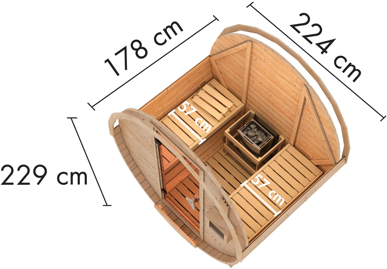 Karibu Saunahaus »Set 1« naturbelassen, mit Ofen