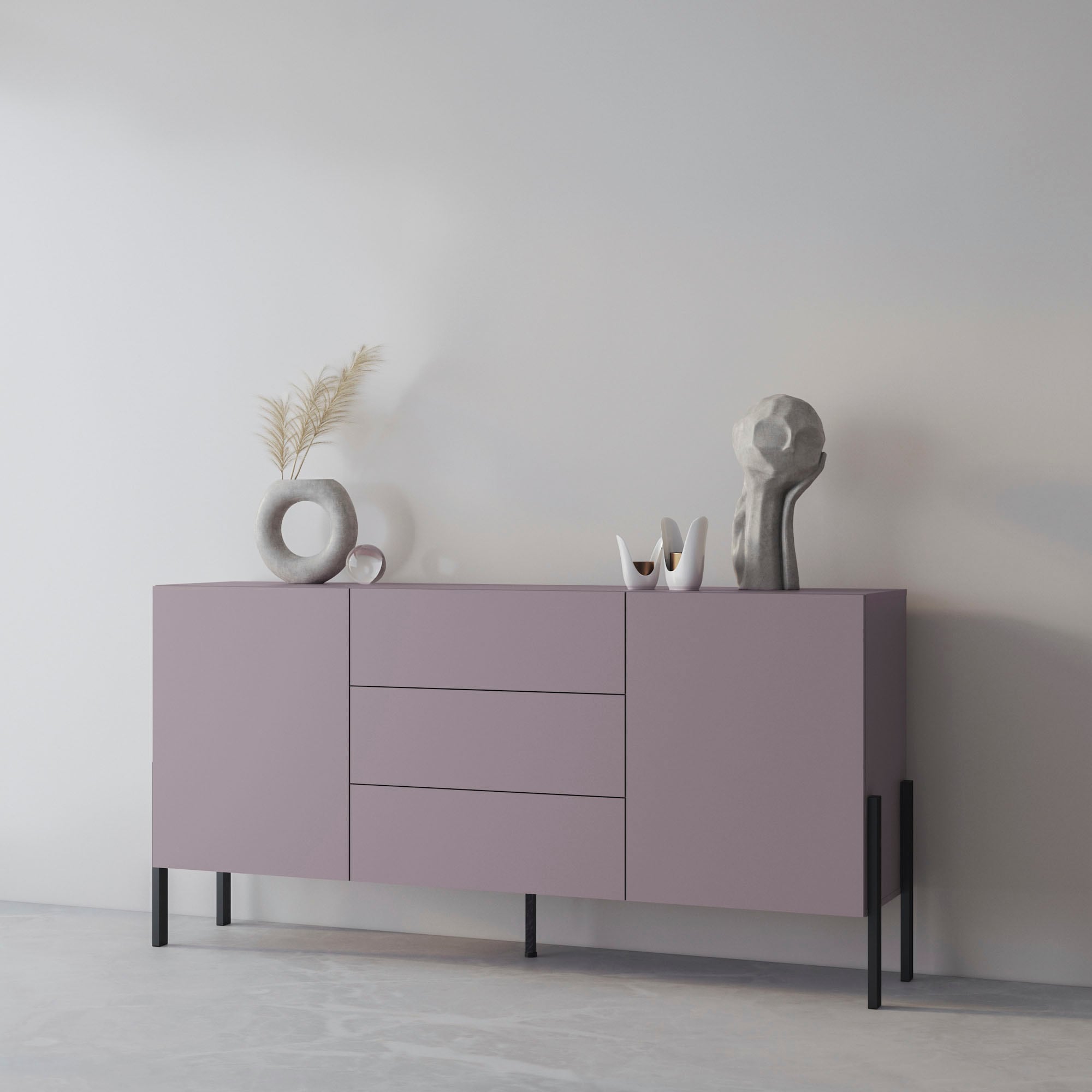 INOSIGN Sideboard »Jukon, Breite 150 bzw.180 cm, moderne grifflose Kommode«, Schubladenschrank 2 Türen/3 Schubkästen, push-to-open-Funktion