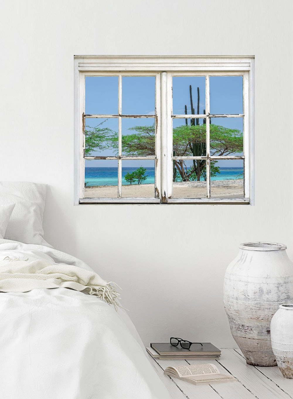 queence Wandsticker »Strand« Wandsticker, Wandbild, selbstklebend, 3D, Fenster