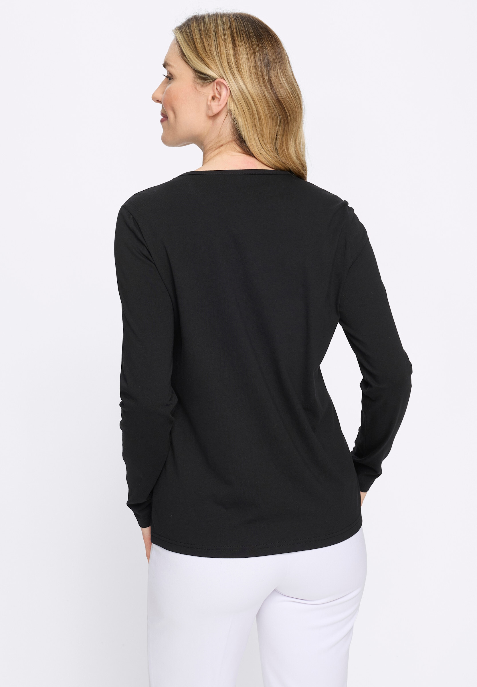 Sieh an! T-Shirt »Langarm-Shirt Langarmshirt mit platziertem Rosen-Leo-Print«