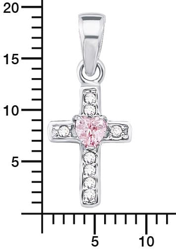 mit bei »rosa ♕ Kette mit 2021302«, Amor Kreuz, Herz, Zirkonia Anhänger