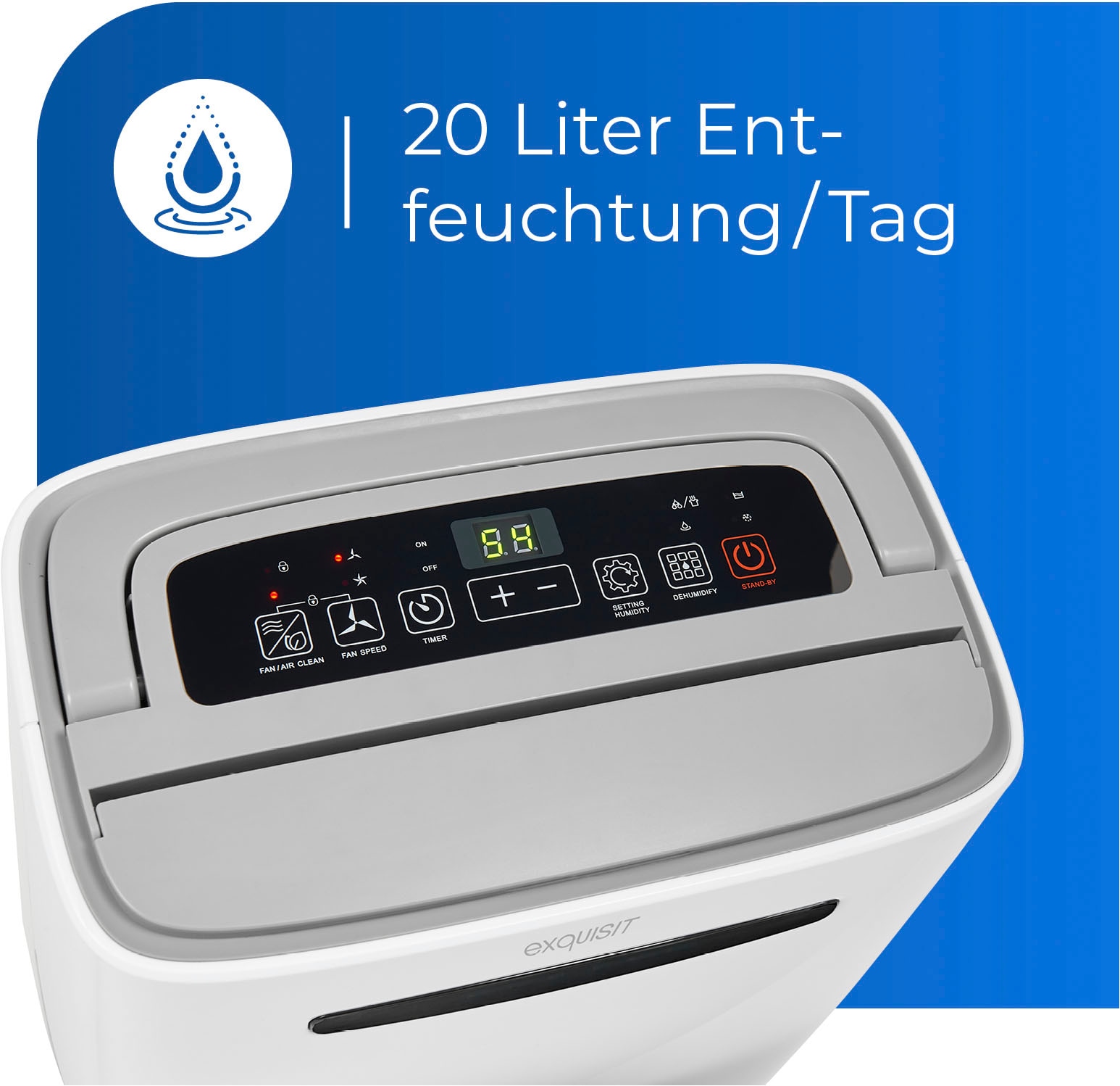 exquisit Luftentfeuchter »LE 2055 wes«, für 30 m³ Räume, Entfeuchtung 20 l/Tag, Tank 5,5 l