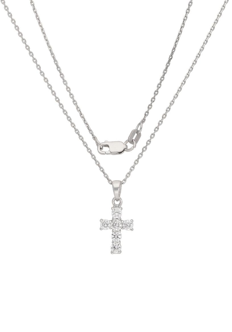 Firetti Kette mit Anhänger »Schmuck Geschenk Silber 925 Halsschmuck Halskette Ankerkette Kreuz« mit Zirkonia (synth.)