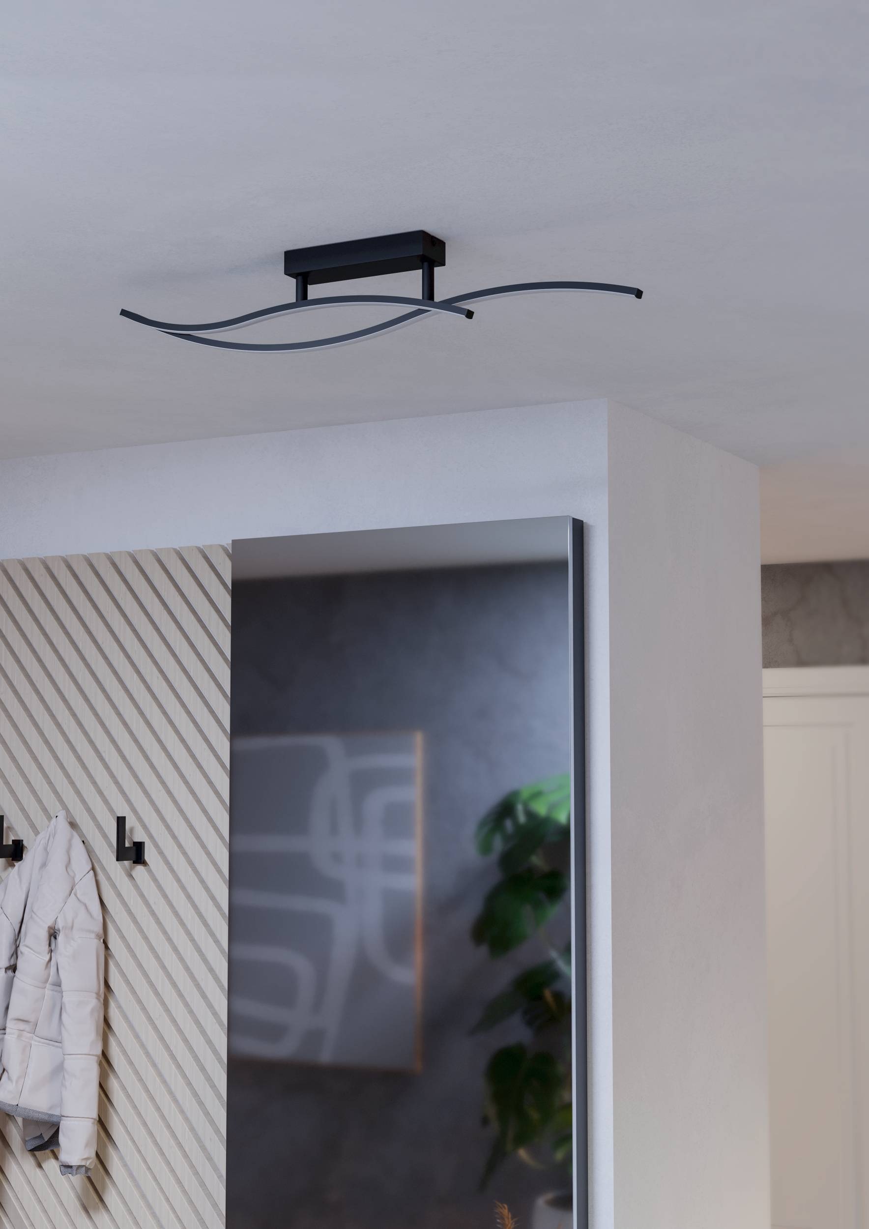 EGLO Deckenleuchte »Grisolia Deckenlampe, Wohnzimmerlampe,  Metall und Kunststoff, Lampe« LED-Modul 1 Stk. Neutralweiß Wand-/Deckenleuchte - L84,9 x B6 x H15 cm - schwarz - 12W inkl.