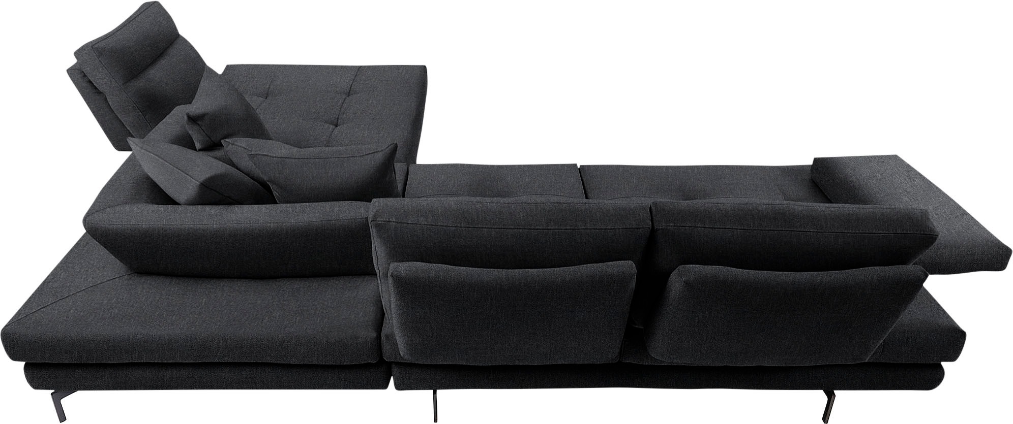 CALIA ITALIA Ecksofa »Toby Wing, Komfortsofa mit Sitzkomfort der Extraklasse, L-Form«, Sitztiefenverstellung, wahlw. mit Kissen-Set,Füße schwarz matt