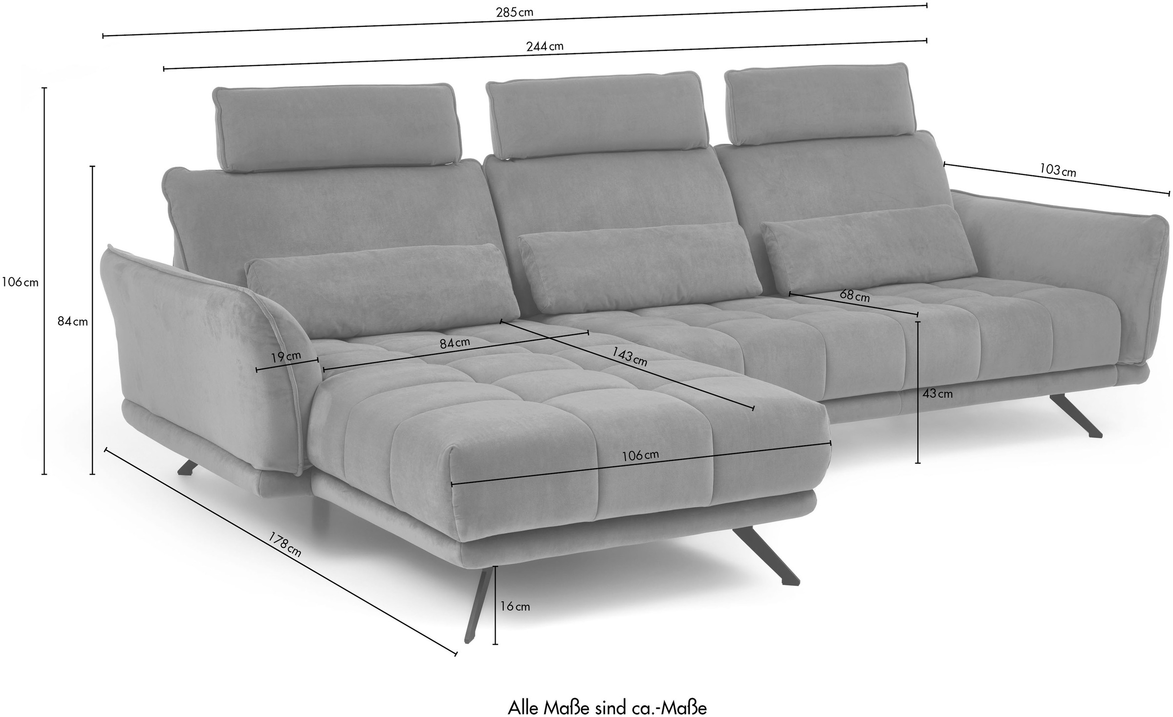 Die PlanBar Ecksofa »MP-IN20041 L-Form«, optional Sitztiefenverstellung und Kopfstützen