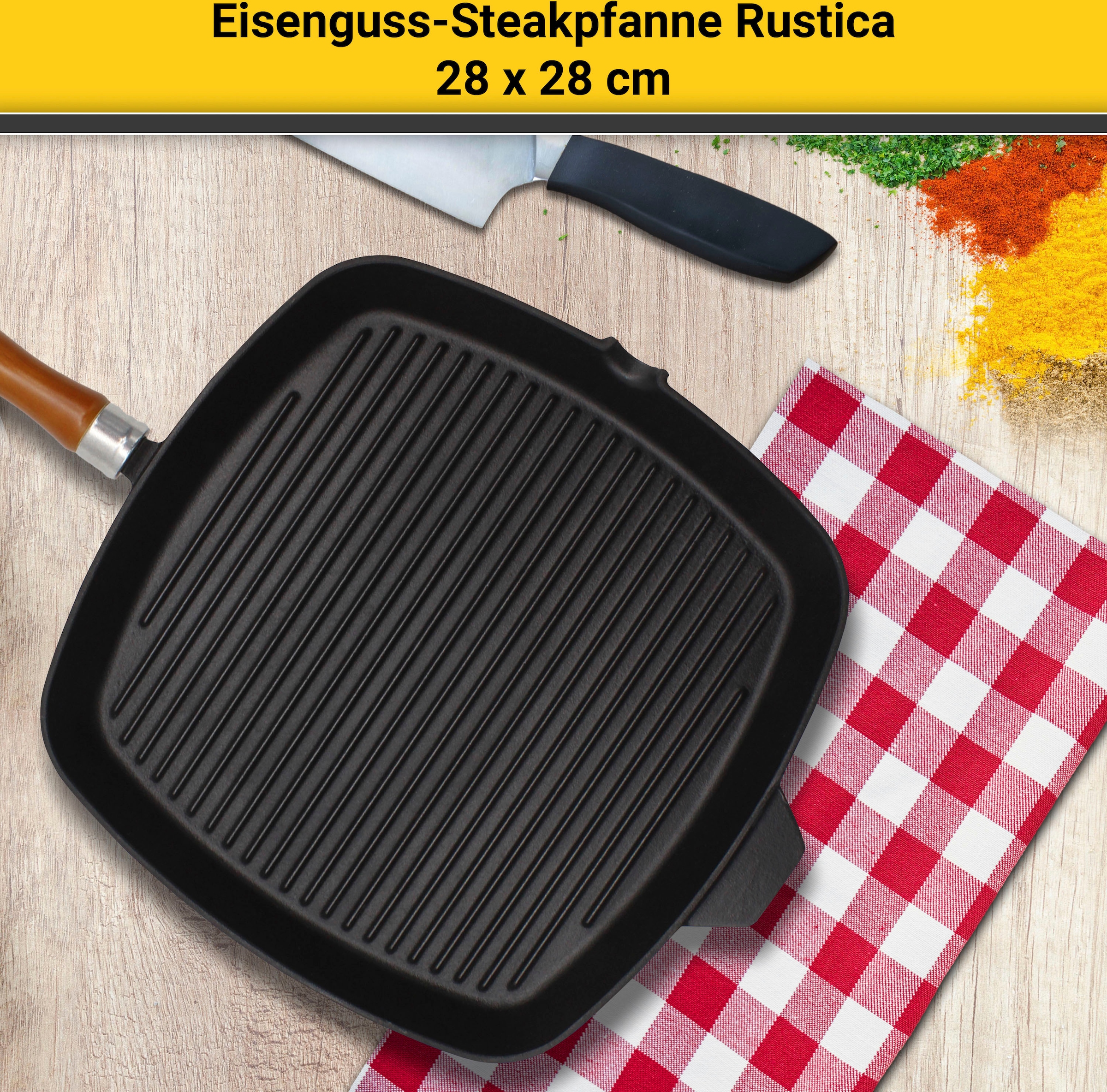 »Rustica«, Steakpfanne Garantie cm, tlg.), 3 Jahren Aluminiumguss, mit XXL Induktion 28x28 Krüger (1