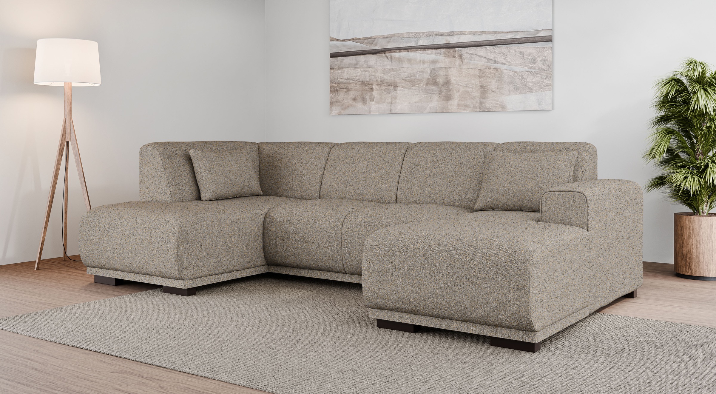 Home affaire Wohnlandschaft »BORNHOLM U-Form mit Recamiere rechts/links, B/T/H: 300/162/85 cm«, U-Form mit Wellenunterfederung, Recamiere rechts oder links bestellbar