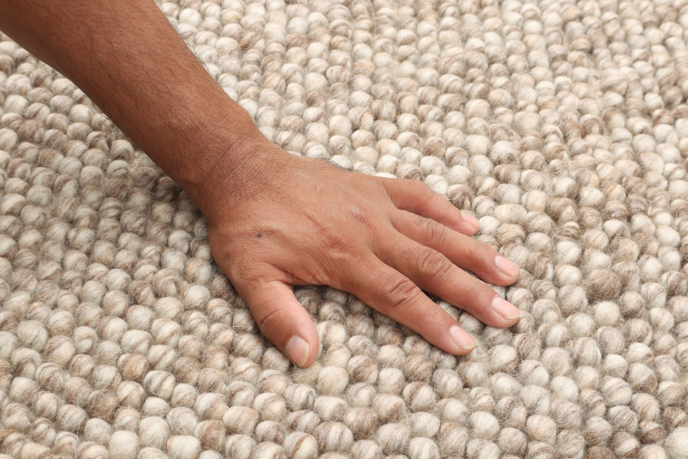 OTTO home Wollteppich »Wolly« rund 14 mm Höhe Wolle, handgewebt, Handweb Teppiche, Wohnzimmer, Schlafzimmer