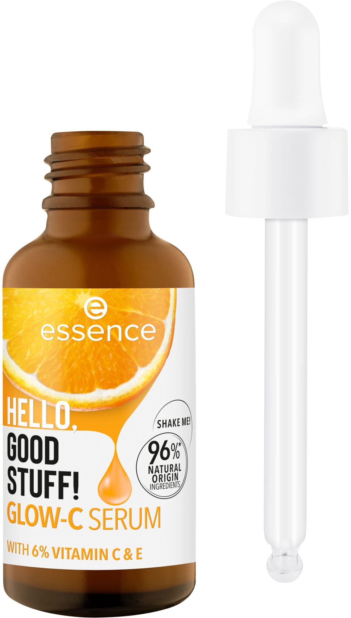 Essence Gesichtsserum »HELLO, GOOD STUFF! GLOW-C SERUM«, (Set, 3 tlg.), Zieht schnell ein, mit Vitamin C, E und Orangenextrakt, vegan.