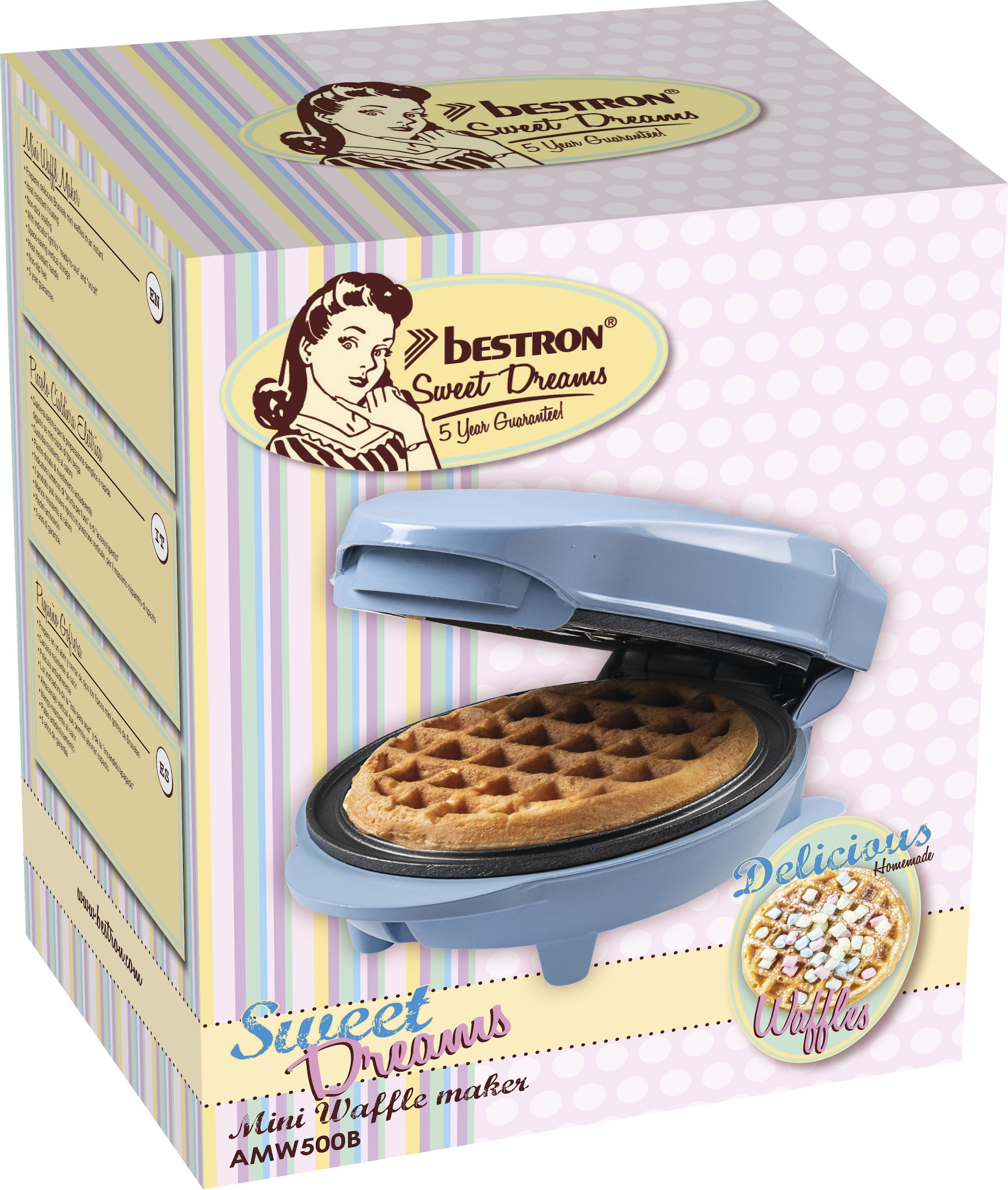 bestron Waffeleisen »AMW500 Mini«, 550 W, für klassische Waffeln, kleiner Waffelmaker mit Antihaftbeschichtung