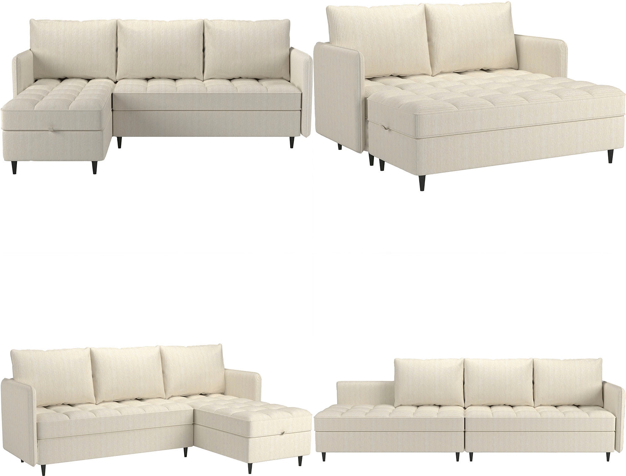 Dorel Home Ecksofa »LINDHUS, L-Form, verschiedene Stellvarianten, Schlaf-Liege«, Modulsofa, Recamiere, großer Bettkasten, Cord, Chenille