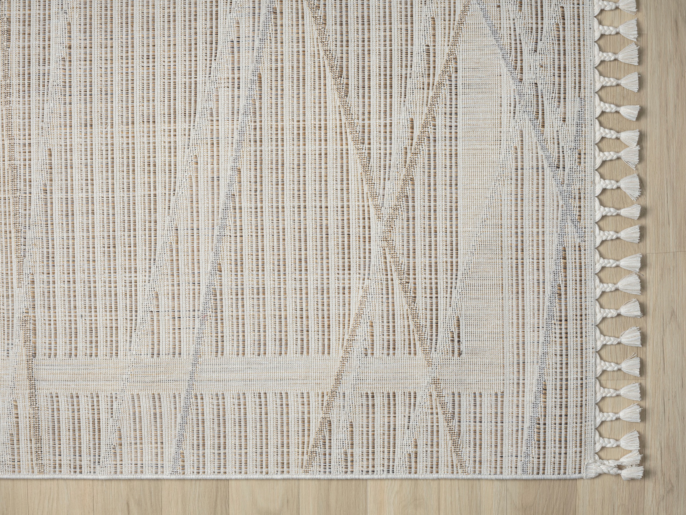 Myflair Möbel & Accessoires Teppich »Luana 1 Lagerräumung«, rechteckig, 10 mm Höhe, Kurzflor, Sisal Optik, Hoch-Tief Effekt, mit Fransen, besonders weich