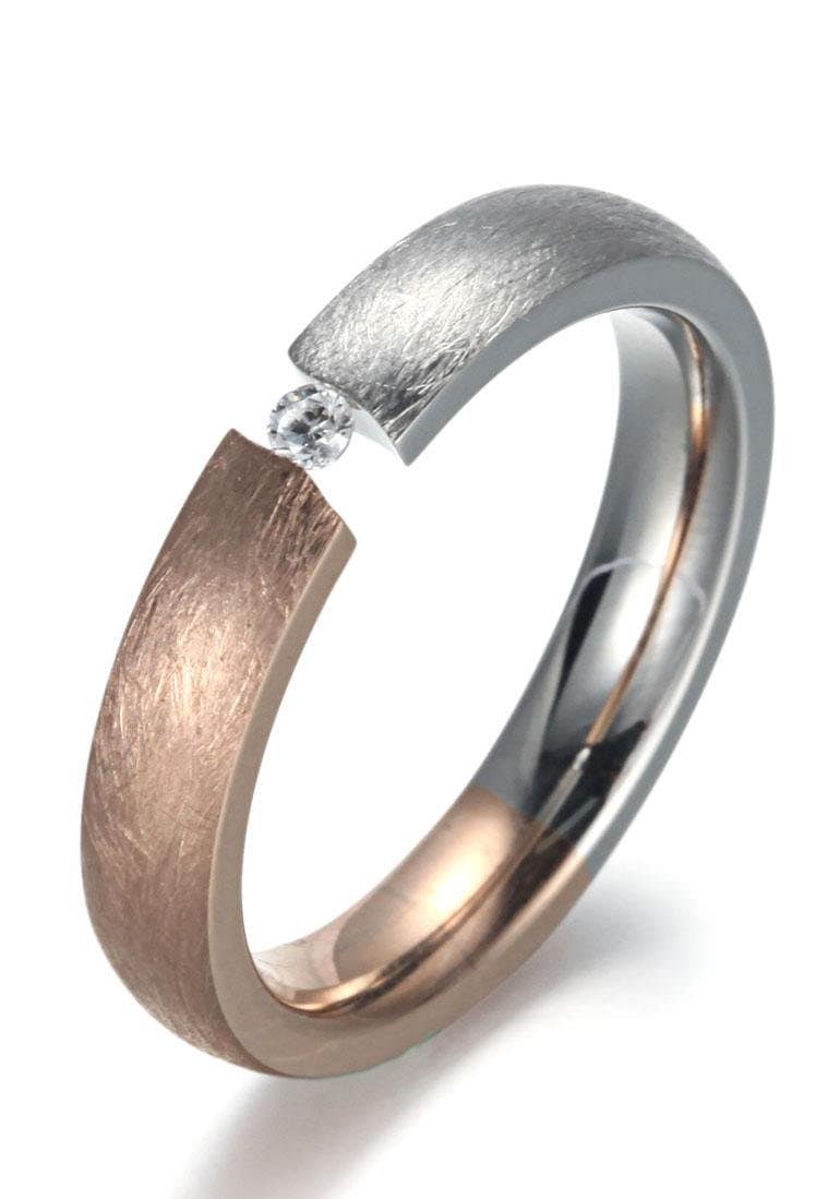 Zirkonia mit Firetti Fingerring »4,0 mm, Matt-Glanzoptik, bicolor«, bequem kaufen