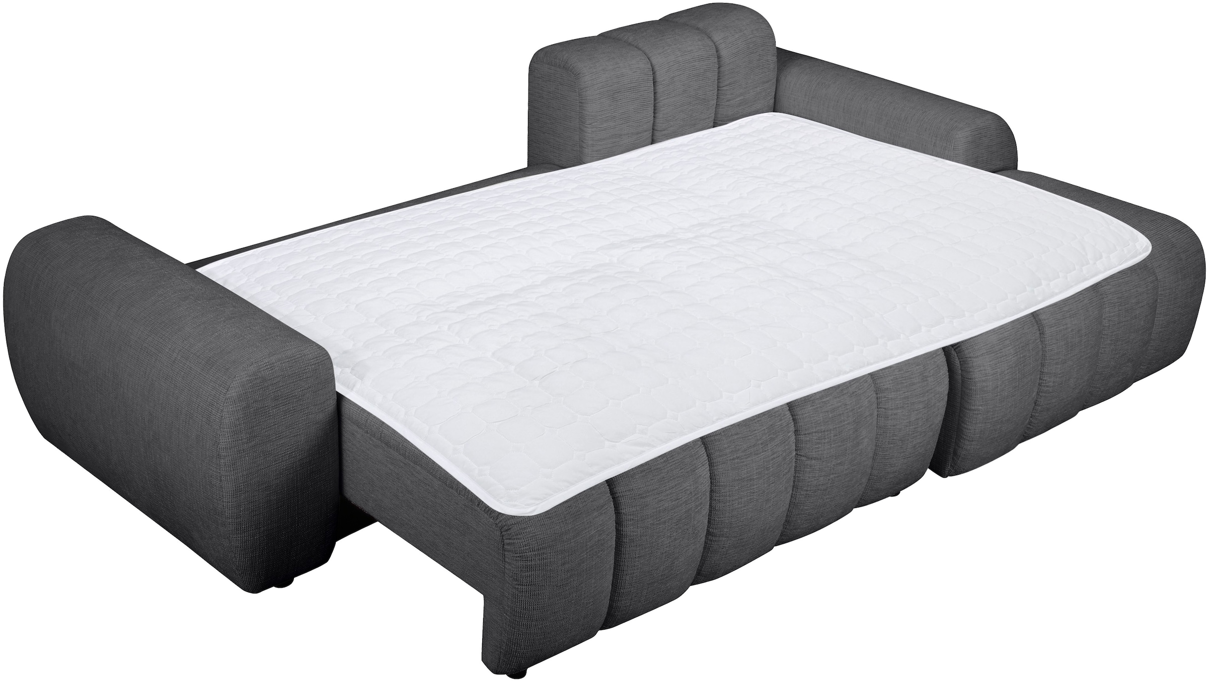 OTTO home Ecksofa »LAURRENT mit Schlaffunktion, Feinstruktur, L-Form, 246 cm« Liegefläche (123/191cm), Bettkasten, Taschenfederkern u. Topper