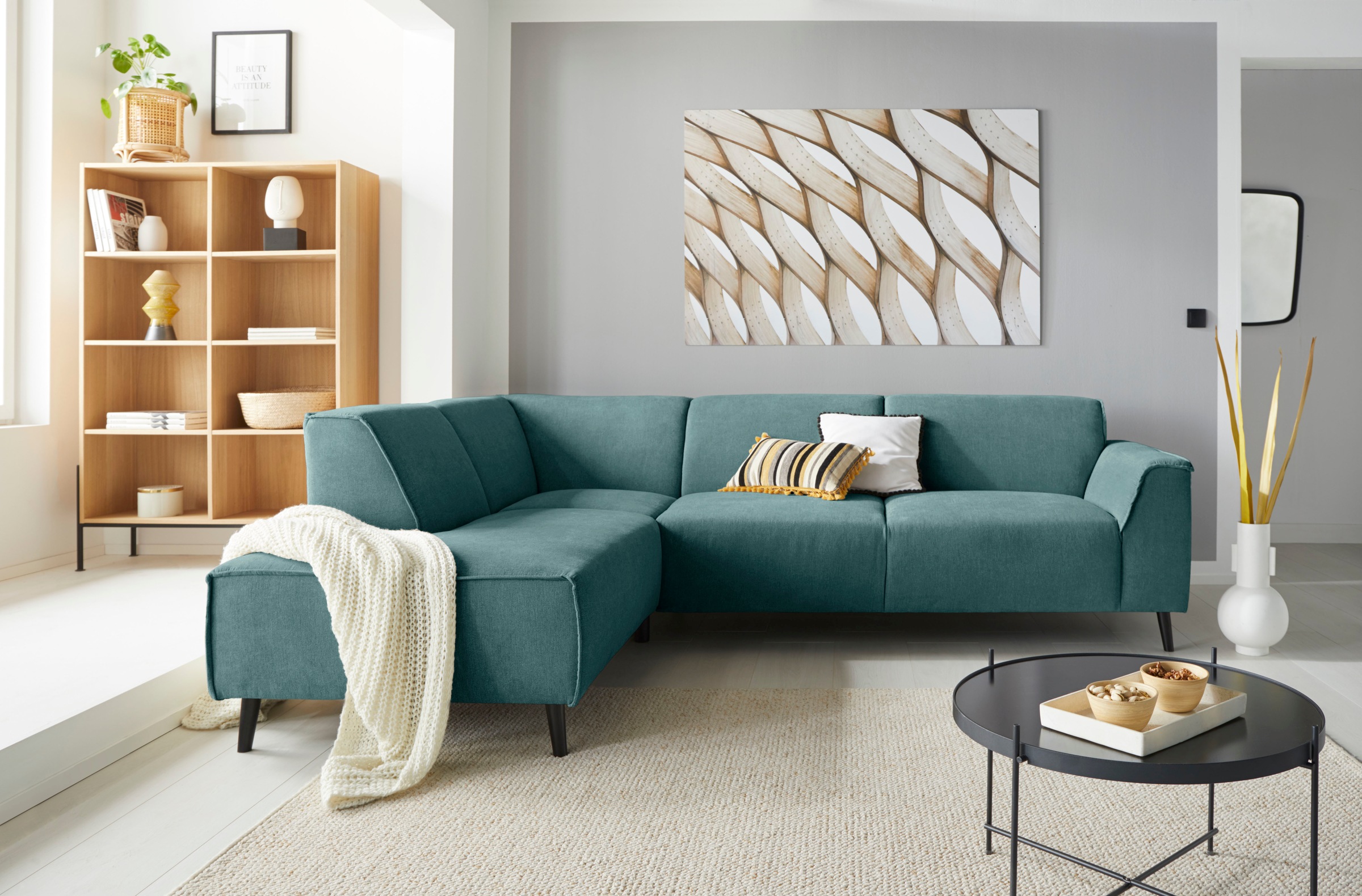 DOMO collection Ecksofa »Amora, bequem und zeitlos, L-Form«, mit Federkern für mehr Sitzkomfort