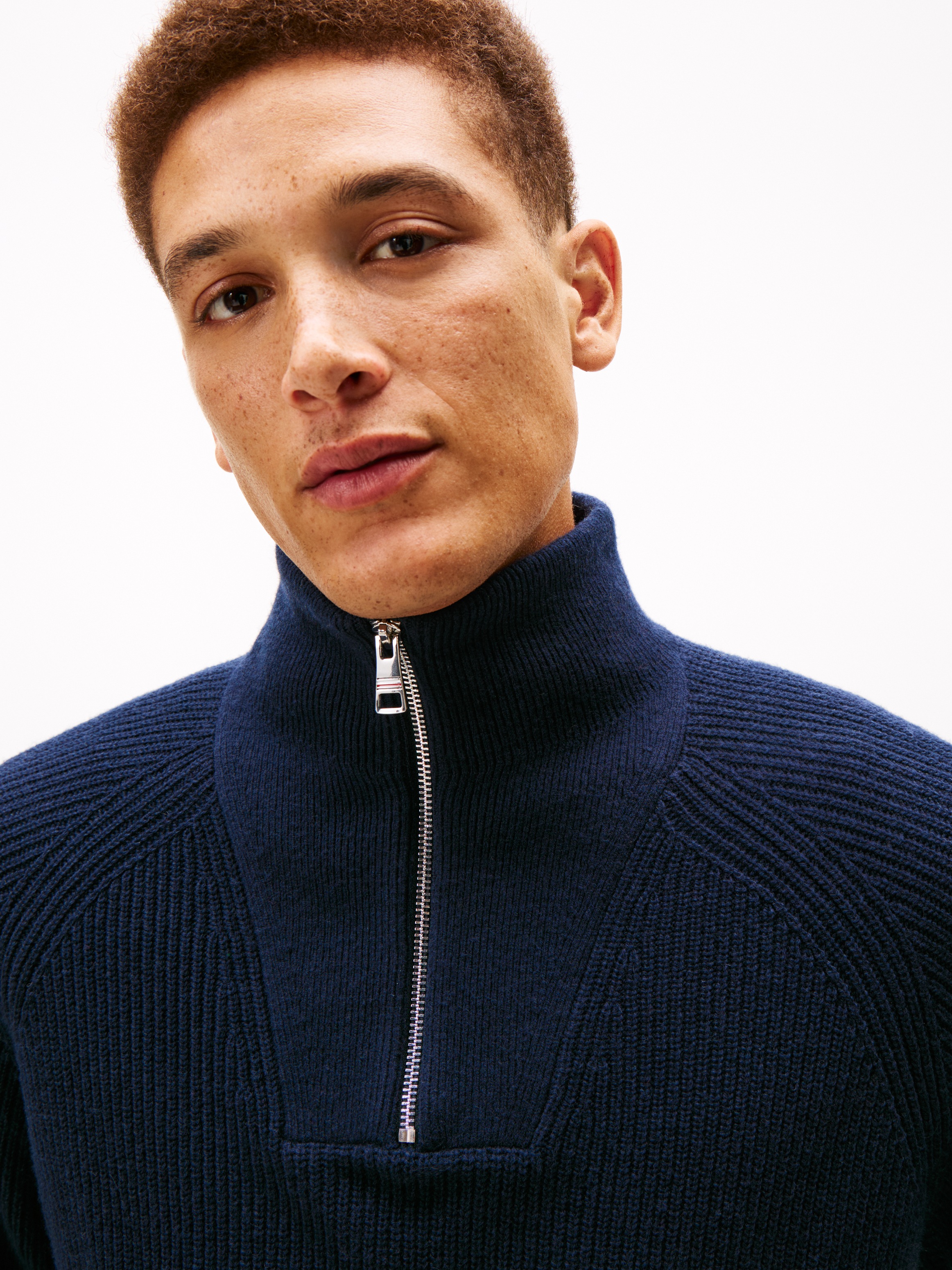 Tommy Hilfiger Troyer »FISHERMAN RIB ZIP MOCK« relaxed fit, Stehkragen mit Reißverschluss