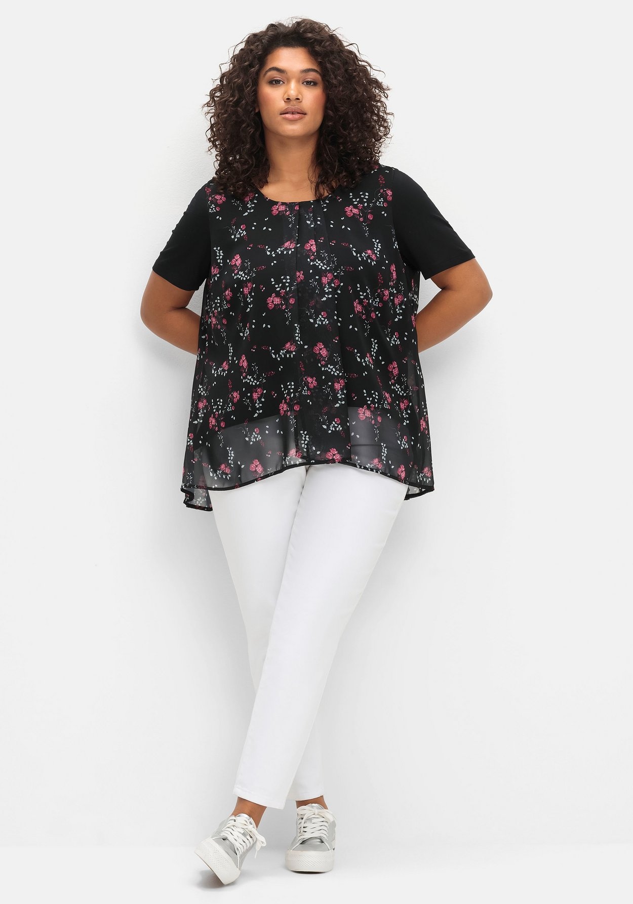 Sheego Blusenshirt »Blusenshirt aus Jersey und Chiffon«