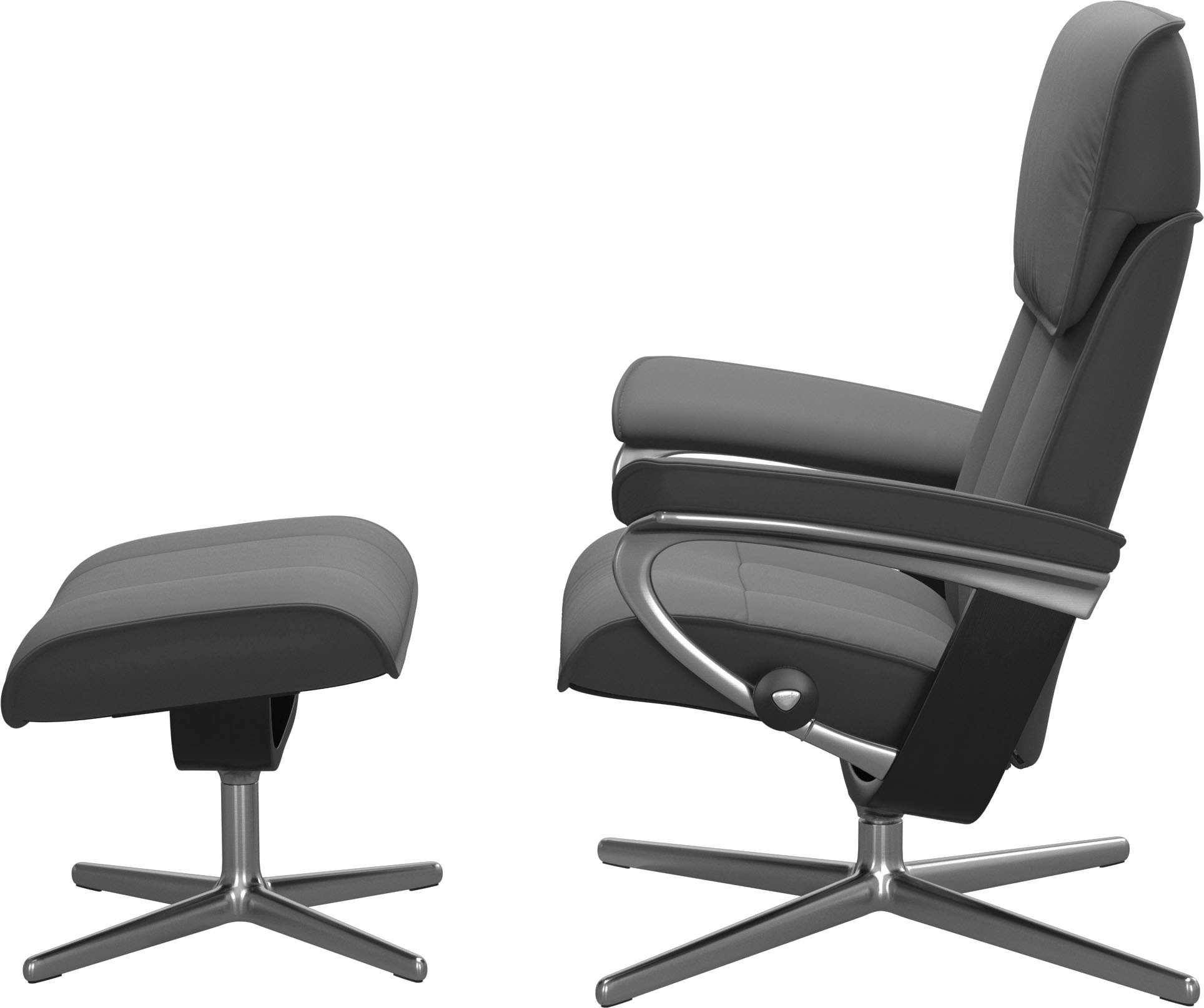 Stressless® Relaxsessel »Admiral«, (Set, Relaxsessel inkl. Hocker), mit Cross Base, Größe M & L, Holzakzent Schwarz