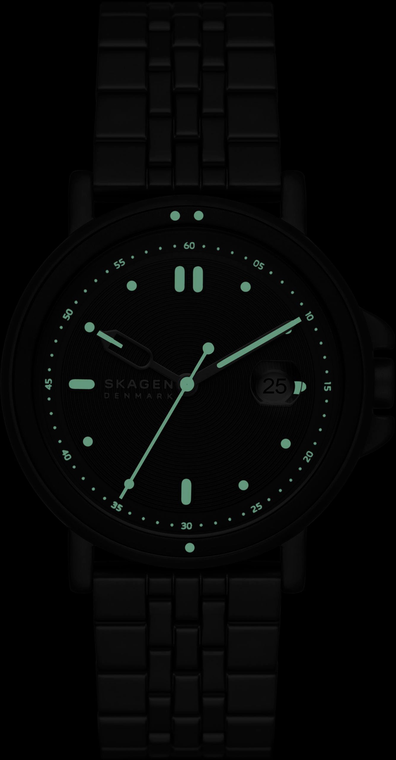 Skagen Quarzuhr »SIGNATUR SPORT«, Armbanduhr, Herrenuhr, Datum, analog, Edelstahlarmband