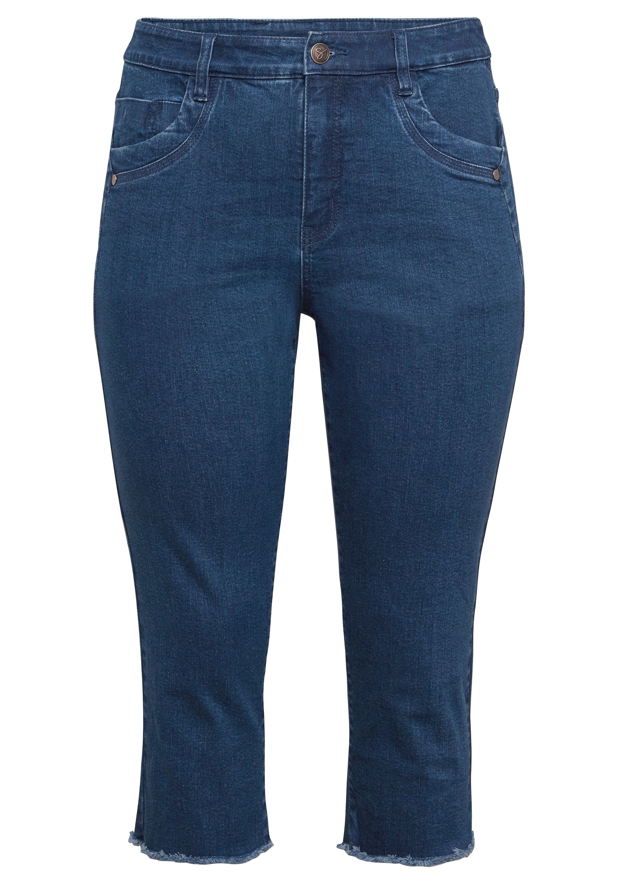 Sheego 3/4-Jeans »Jeans mit Fransen am Saum«