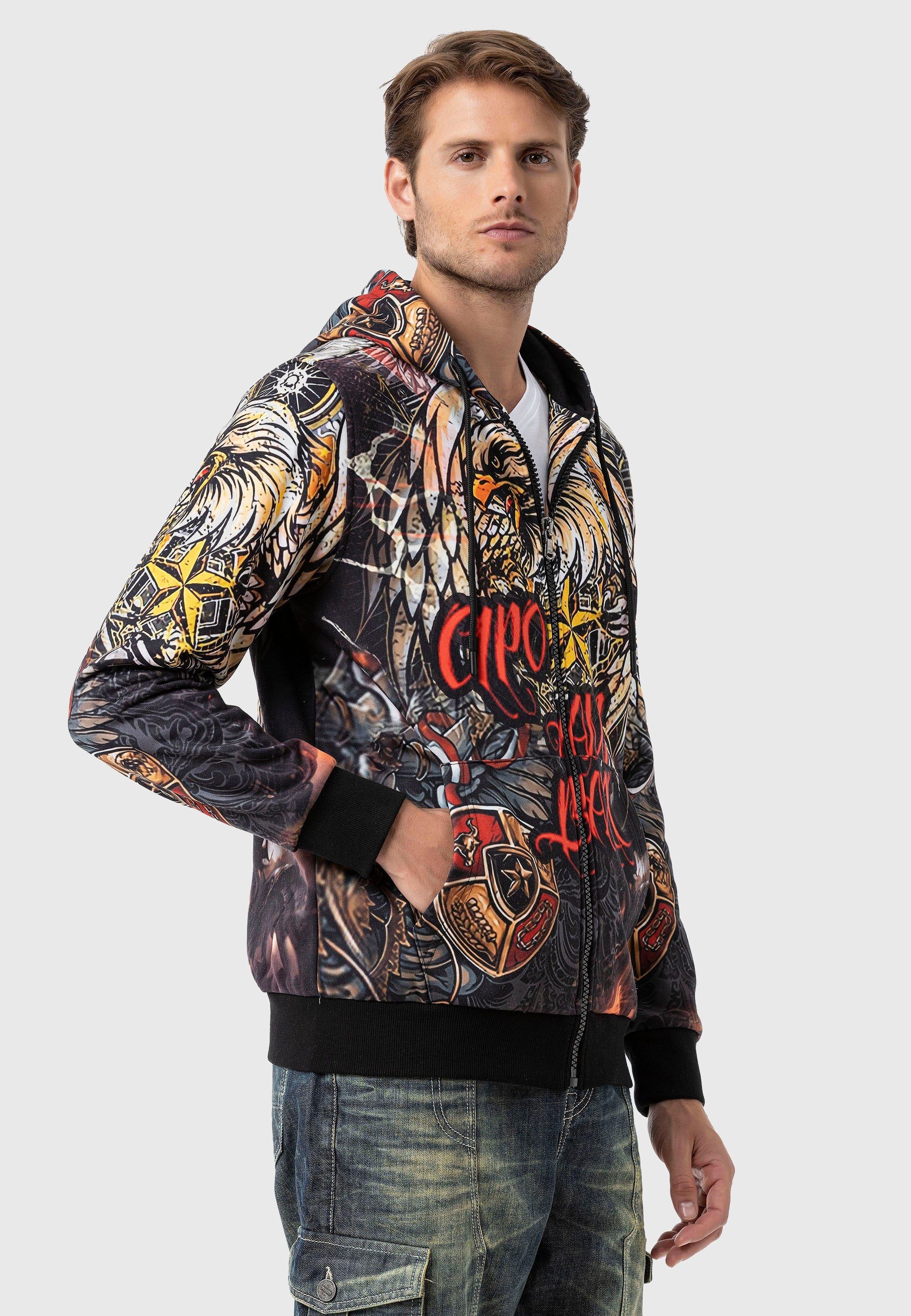 Cipo & Baxx Strickpullover »Cipo & Baxx Sweatjacken« mit Allover-Print