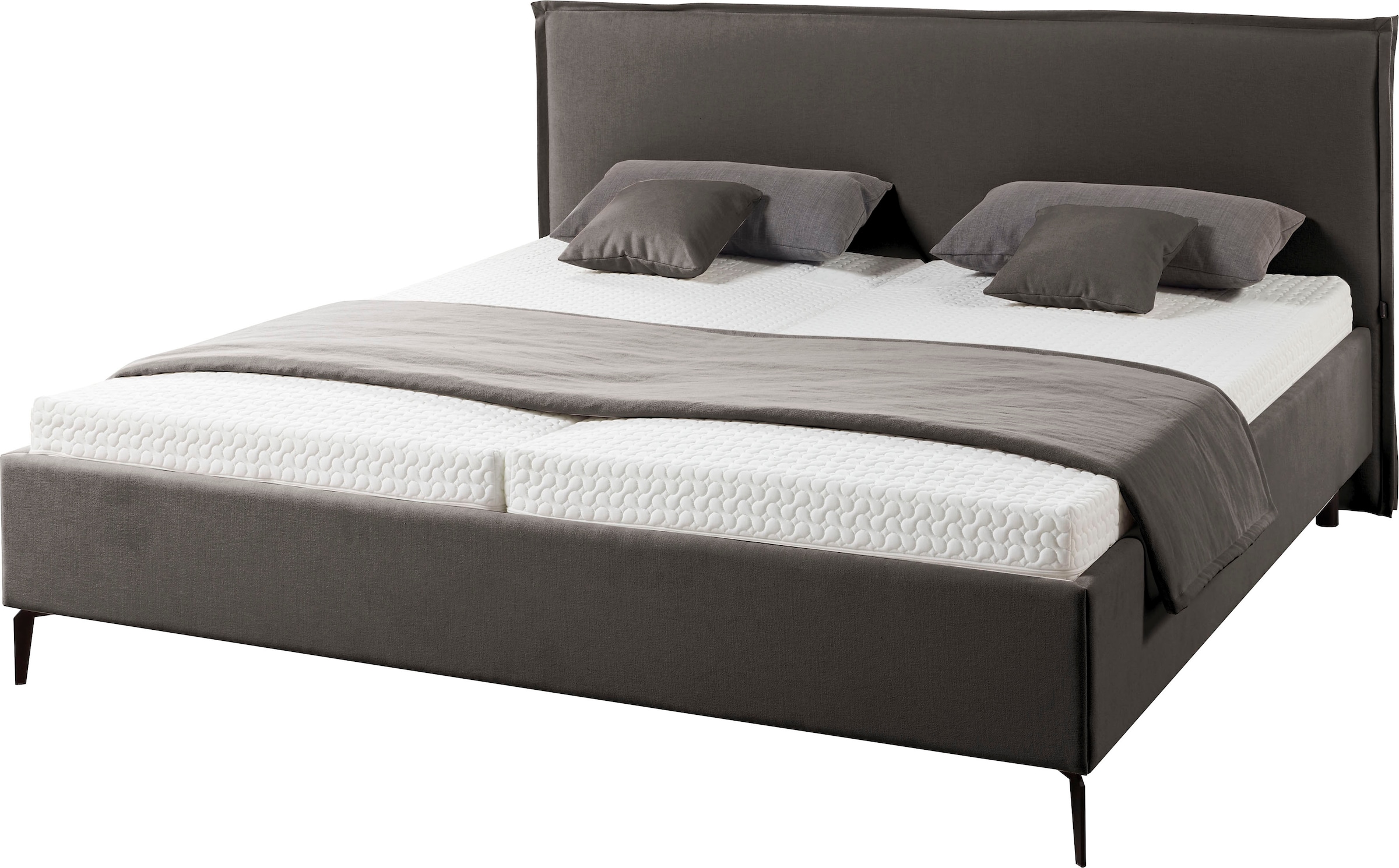 Musterring Polsterbett »Elos« Kopfteil mit doppeltem Stehsaum, Metallfuß in schwarz,  in 4 Größen