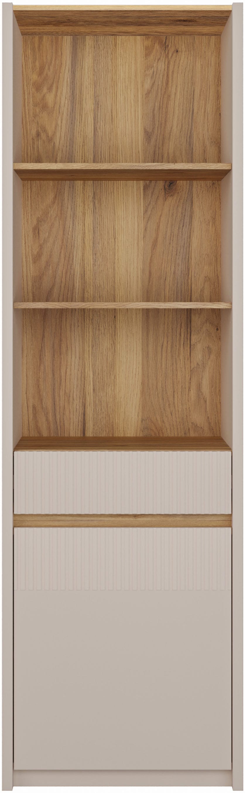 FORTE Stauraumregal »Oak Squere« Schubkasten mit Vollauszug, Front Lamellenoptik, inklusive Beleuchtung