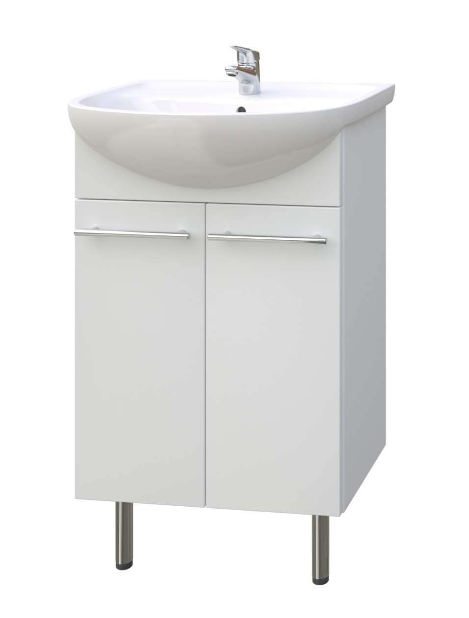 welltime Badezimmer-Set »Quadro«, (Komplett-Set, 2 St., Spiegel, Waschtisch incl. Waschbecken), 2 in1, bestehend aus Waschtisch und Spiegel mit Ablage