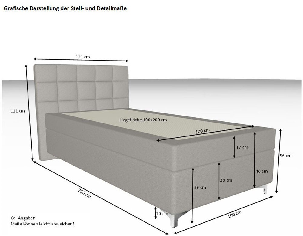 hapo Boxspringbett »Nizza erhältlich in den Breiten 100, 160, 180 & 200cm« in verschiedenen Matratzenqualitäten, Härtegraden und Farben verfügbar