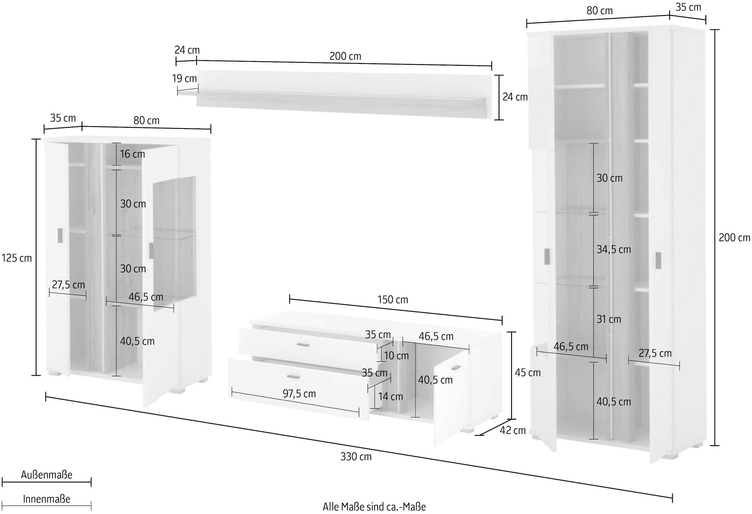 Home affaire Wohnwand »LONG ISLAND« Set, 4 Stk. tlg.
