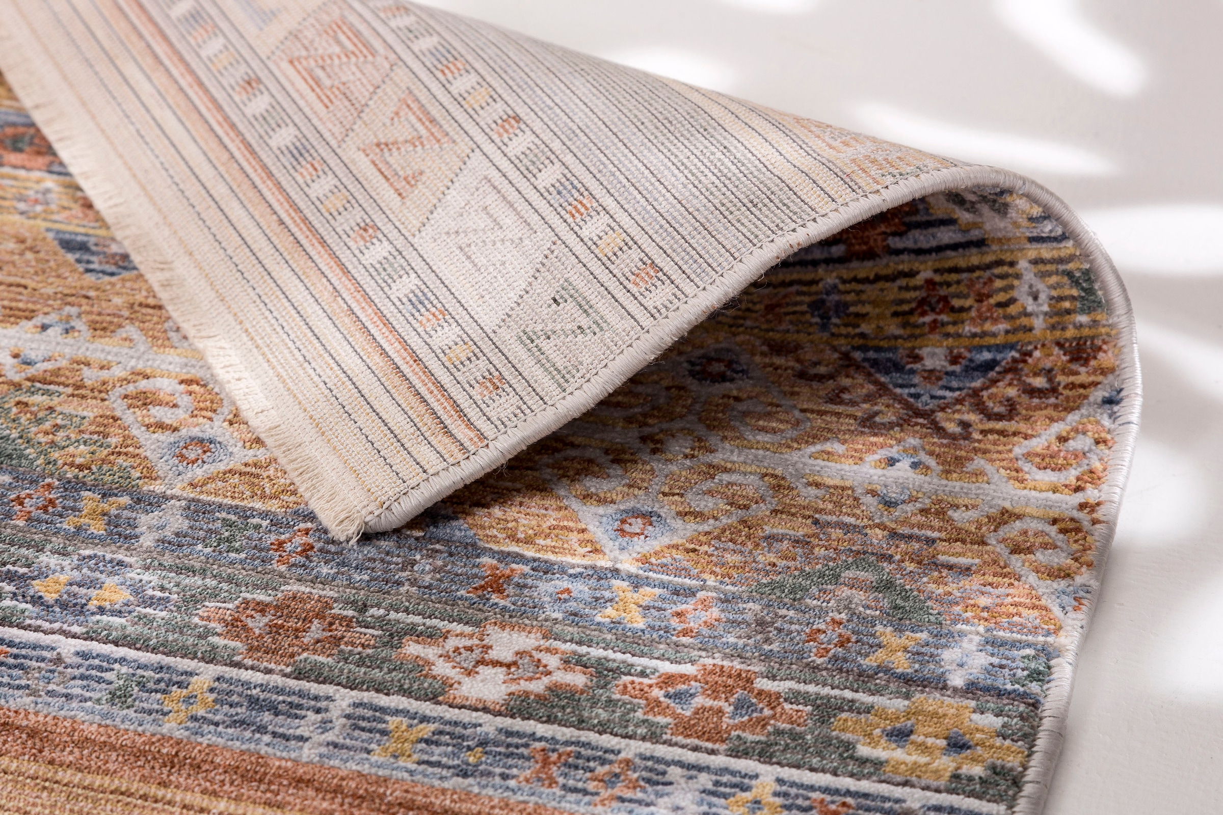 ASTRA Teppich »Calea 233«, rechteckig, 6 mm Höhe, Kurzflor mit Fransen, Hoch Tief Struktur, Wohnzimmer