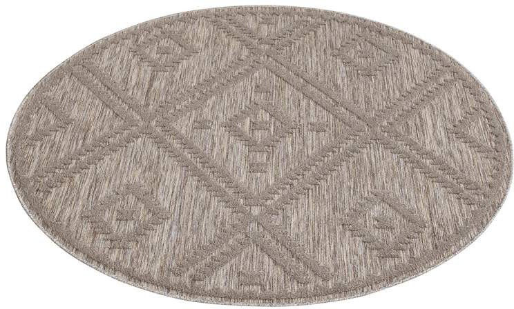 Carpet City Teppich »In-& Outdoorteppich Santorini 454, 3D-Effekt, Raute-Optik«, rund, 5 mm Höhe, Wetterfest & UV-beständig für Terrasse, Balkon, Küche, Flur