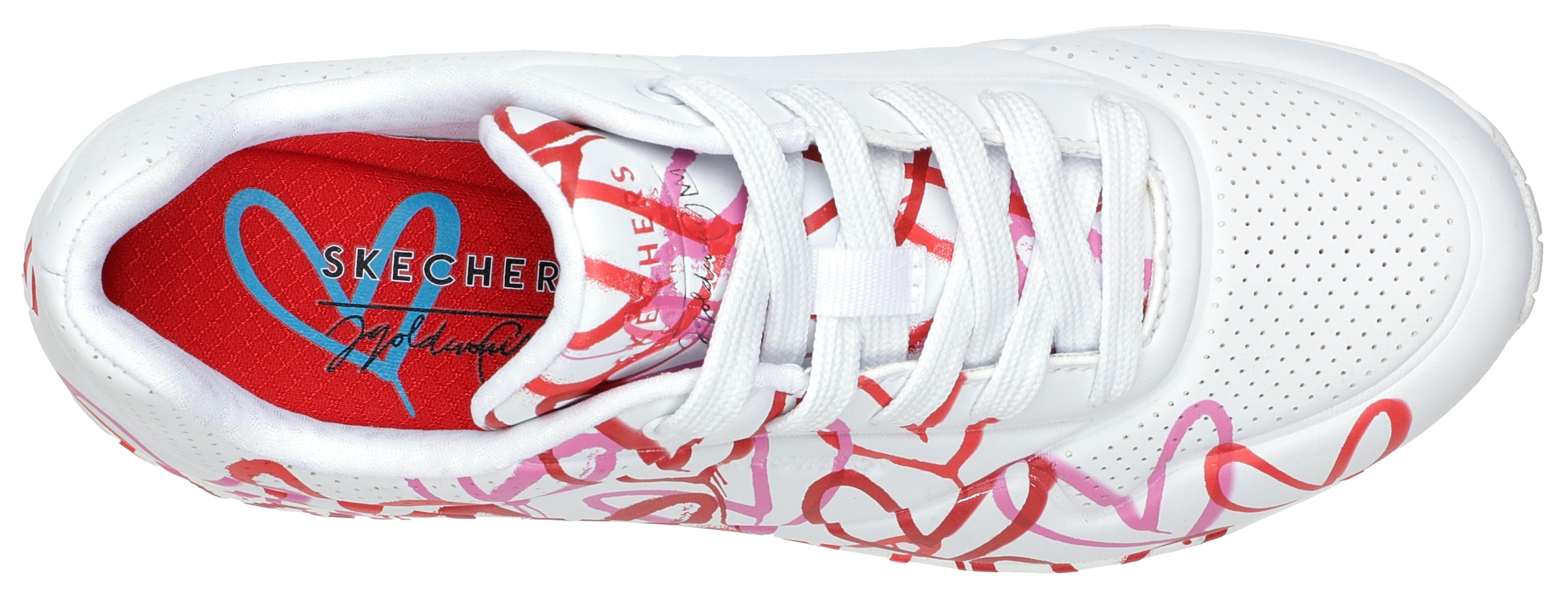 Skechers Wedgesneaker »UNO-SPREAD THE LOVE«, Freizeitschuh, Halbschuh, Schnürschuh mit coolem Graffiti-Print