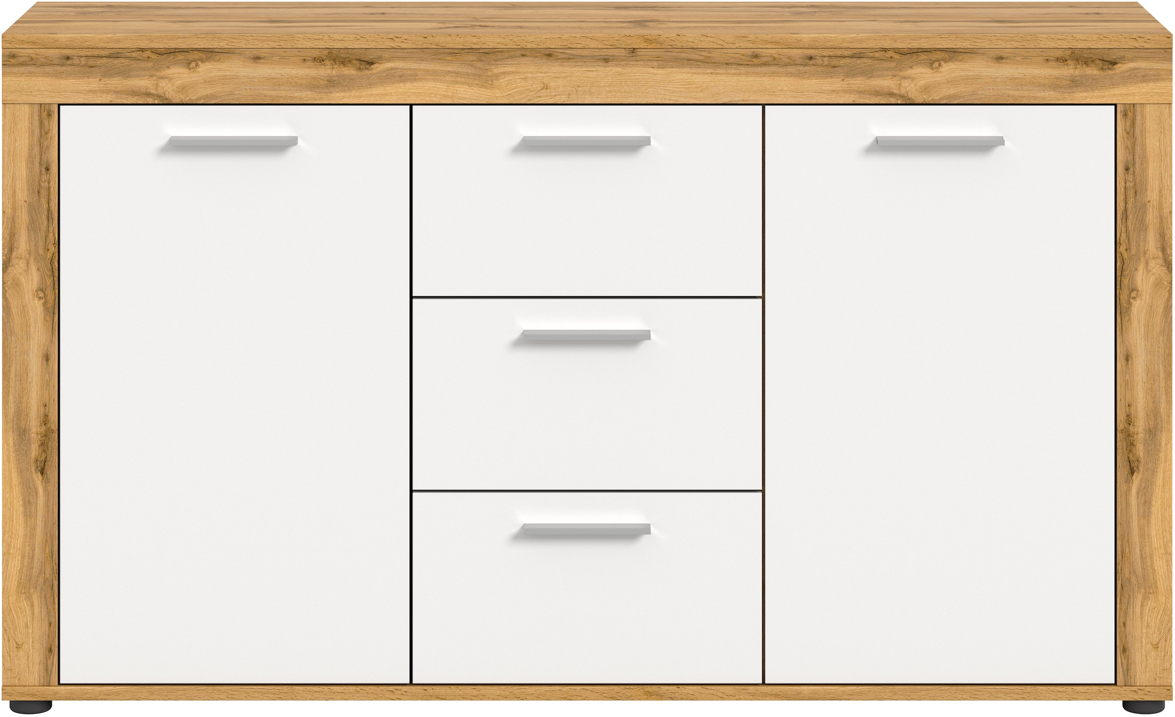 Home affaire Sideboard »AOSTA, Breite 125 cm, 2 Türen, 3 Schubkästen, 4 Fachböden« in verschiedenen Farbausführungen, individuell kombinierbar,  Kommode, Schrank, Anrichte, Standschrank, Board, Wohnzimmer