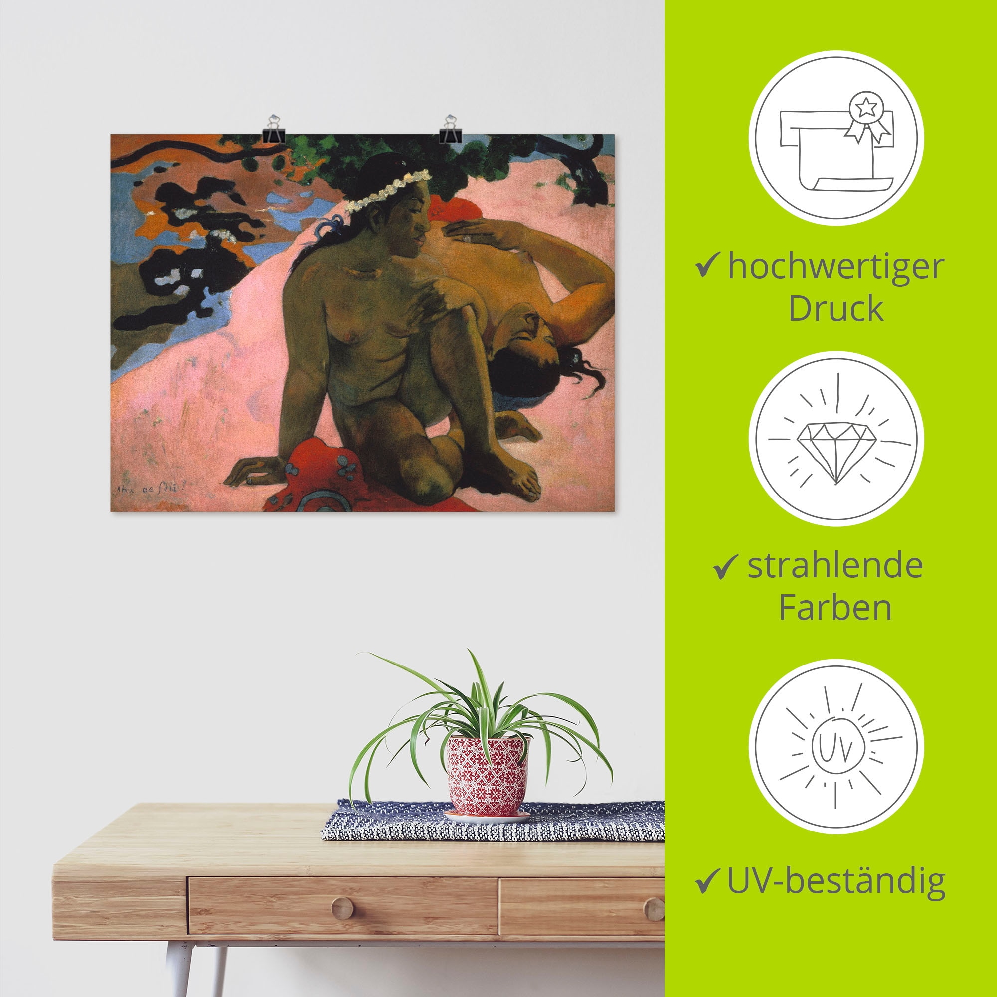 Artland Kunstdruck »AHA OE FEII? (Bist du eifersüchtig?)«, Frau, (1 St.), als Leinwandbild, Wandaufkleber oder Poster in versch. Größen