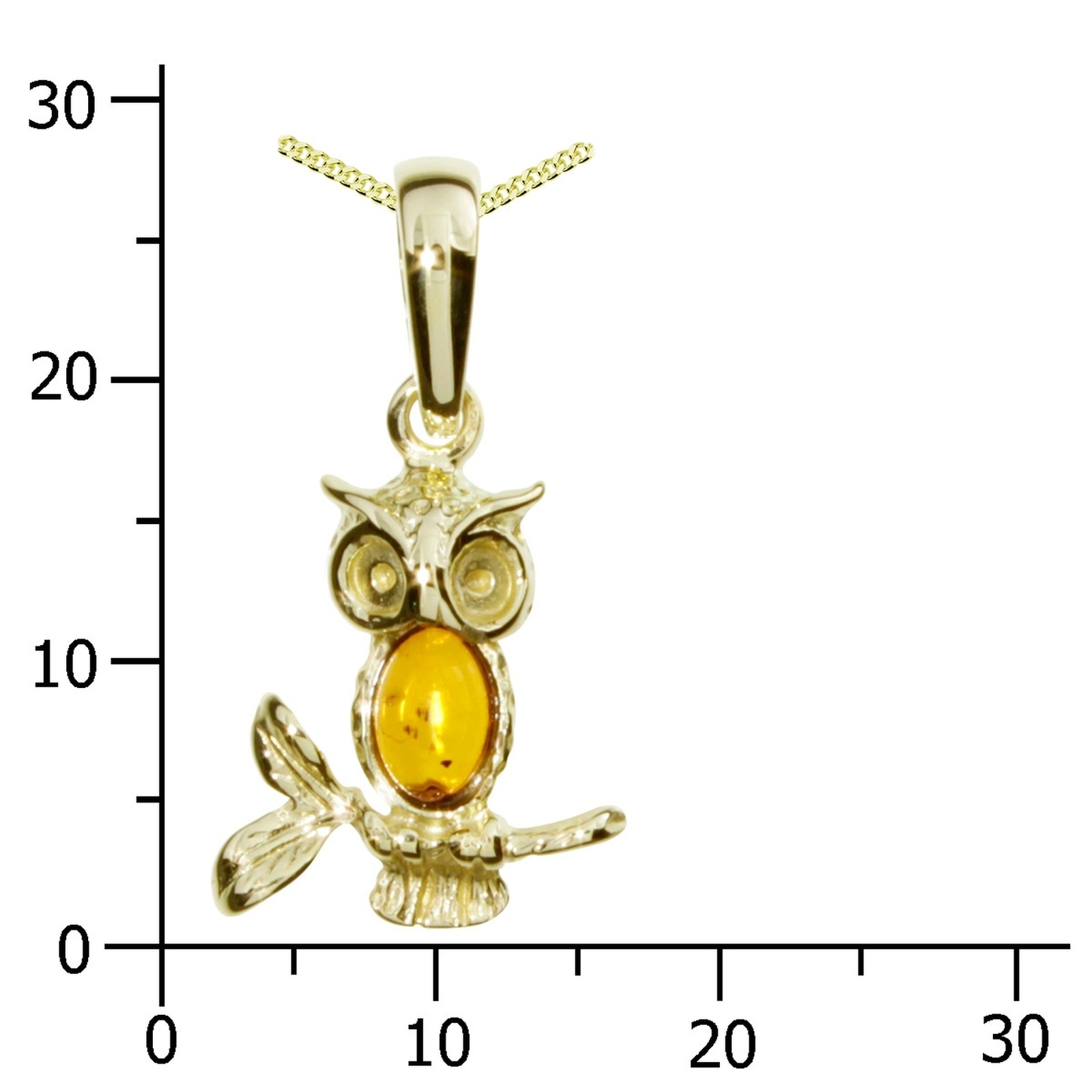 OSTSEE-SCHMUCK Kette mit Anhänger »- Eule - Silber 925/000, vergoldet - Bernstein«